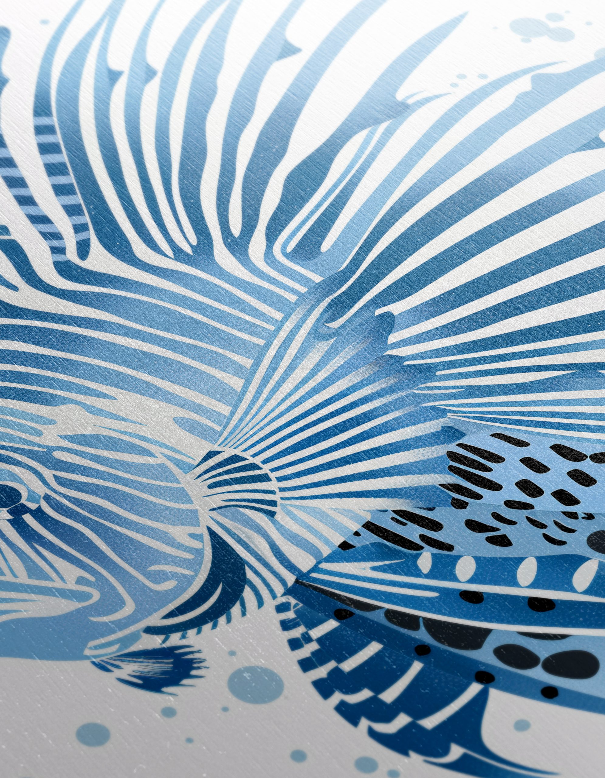 Stylized Marine Life Art in Blue - Image 12