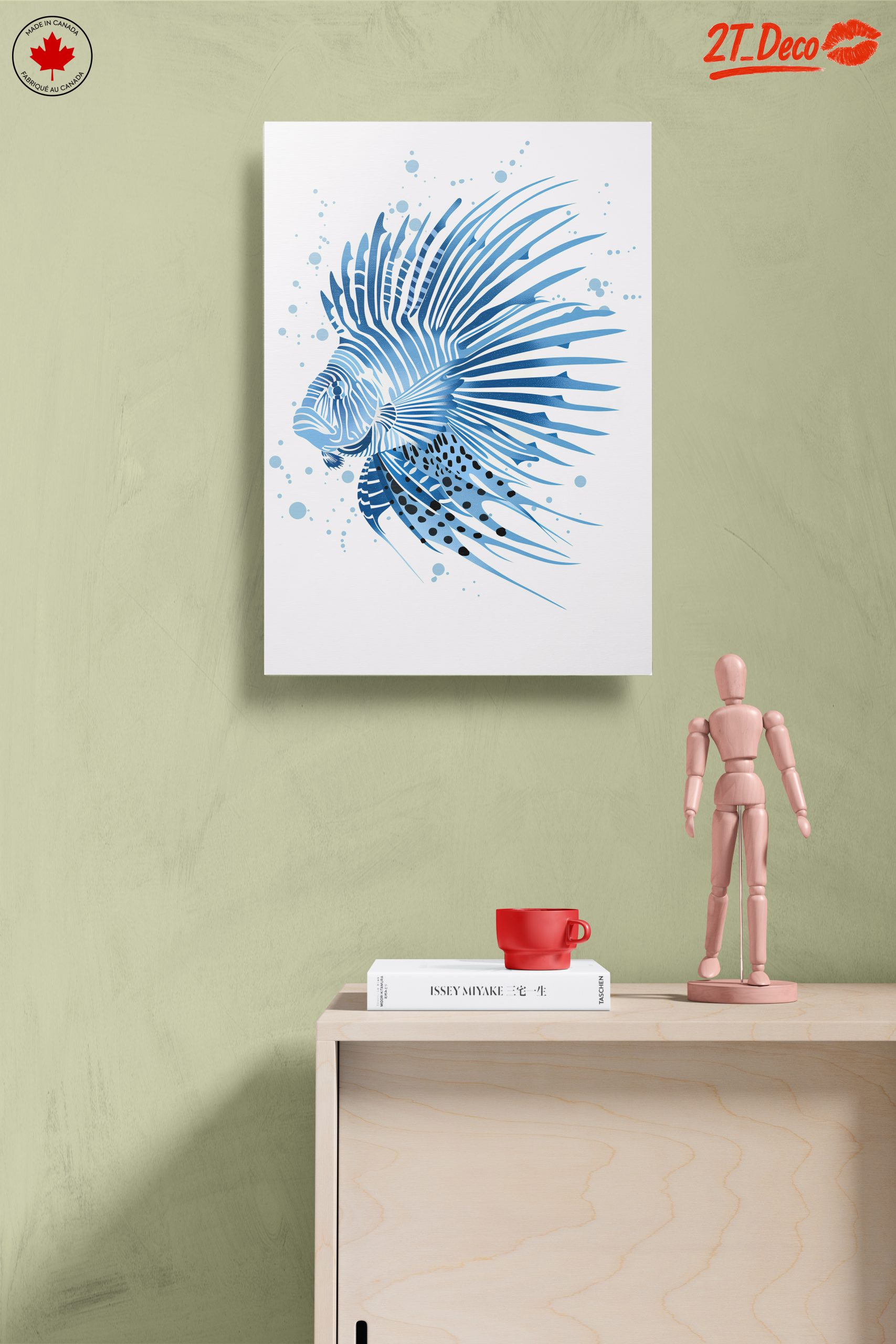 Stylized Marine Life Art in Blue - Image 14
