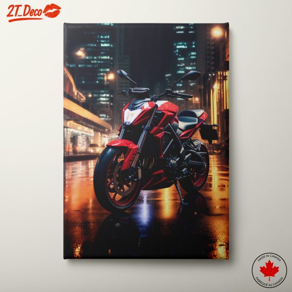 Stunning Red Motorcycle in Urban Night Scene 2
