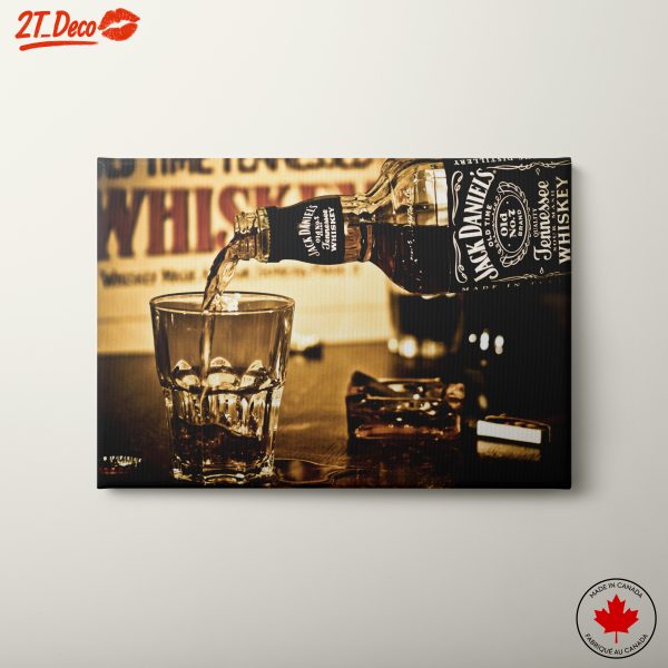 Whiskey Bottle Pouring into Glass Art