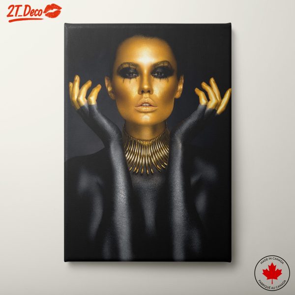 Striking Afro Art Portrait with Gold Accents