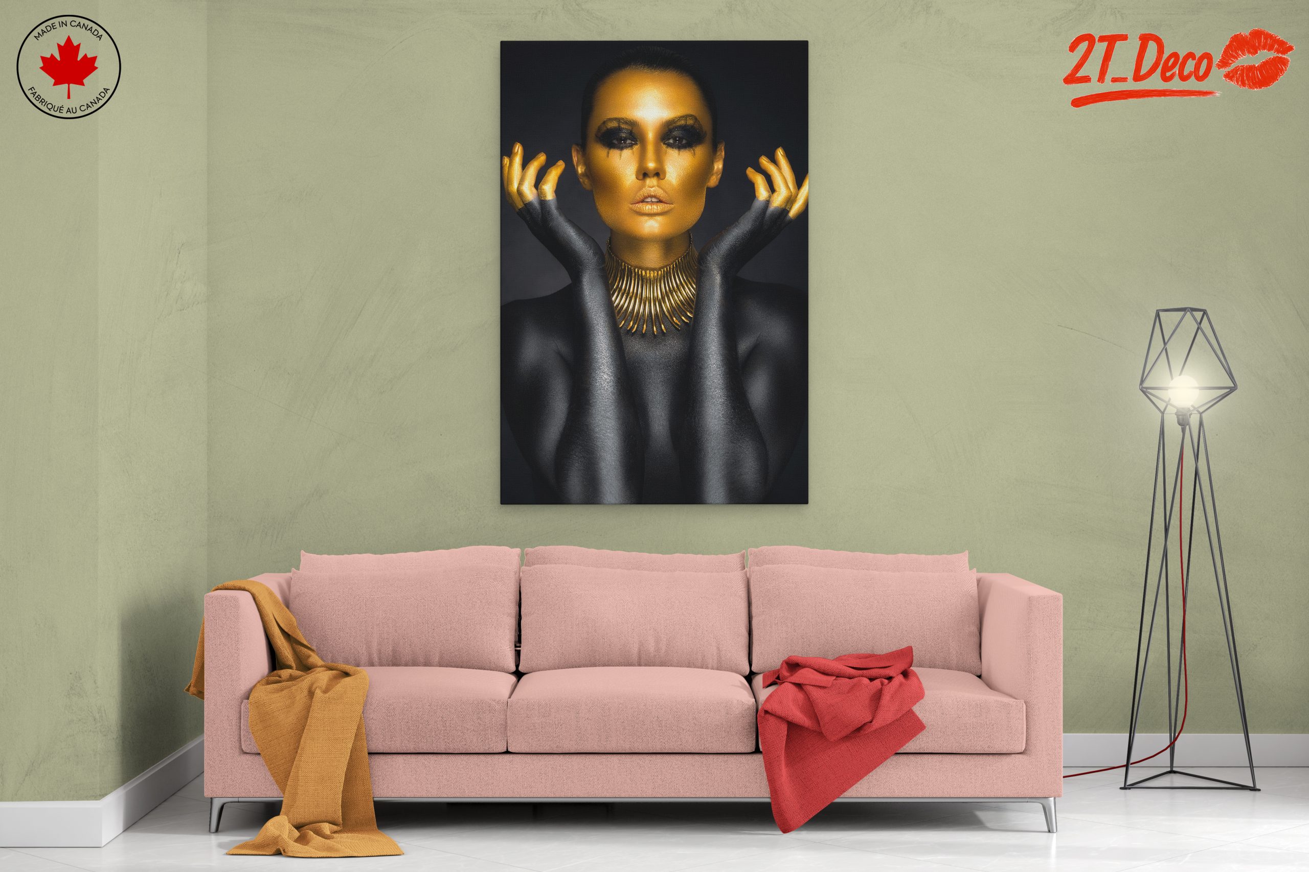 Striking Afro Art Portrait with Gold Accents - Image 2