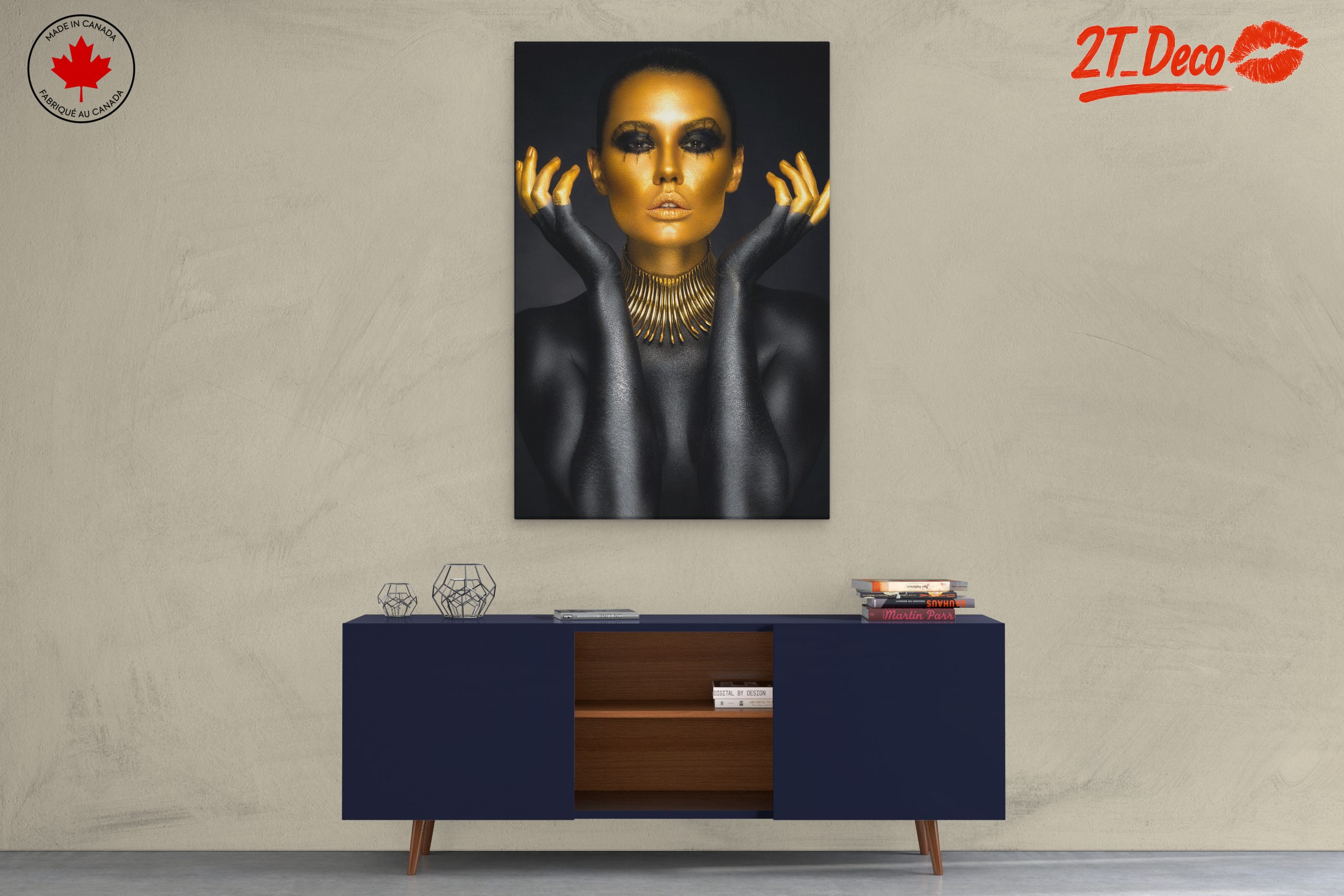 Striking Afro Art Portrait with Gold Accents - Image 3