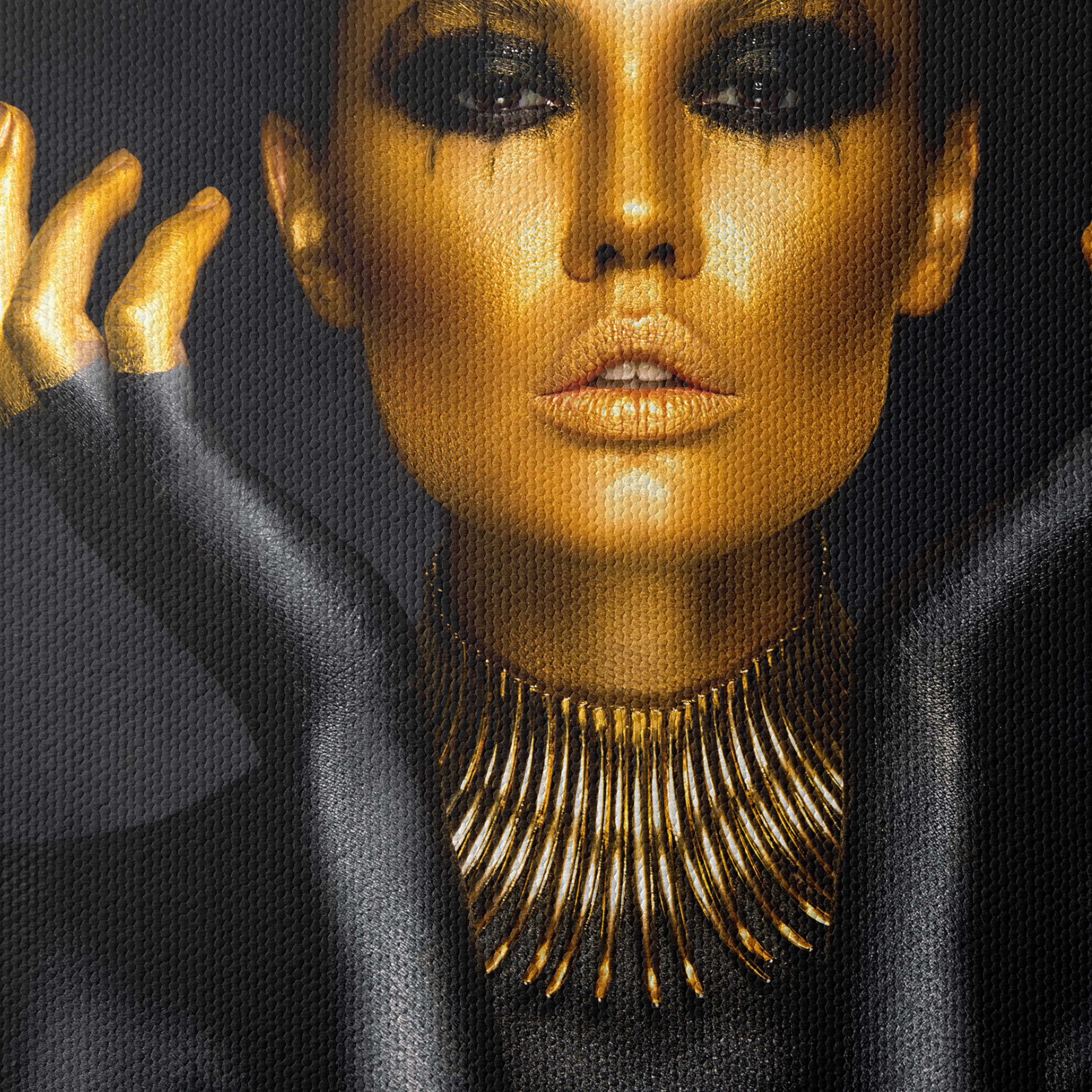 Striking Afro Art Portrait with Gold Accents - Image 4