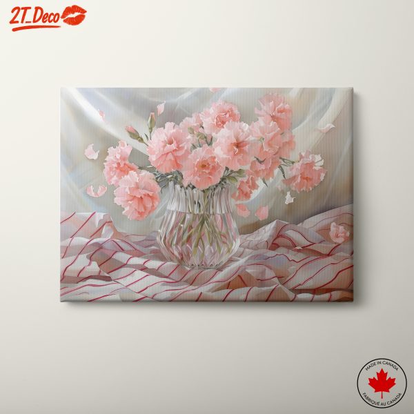 Delicate Pink Carnations in a Glass Vase