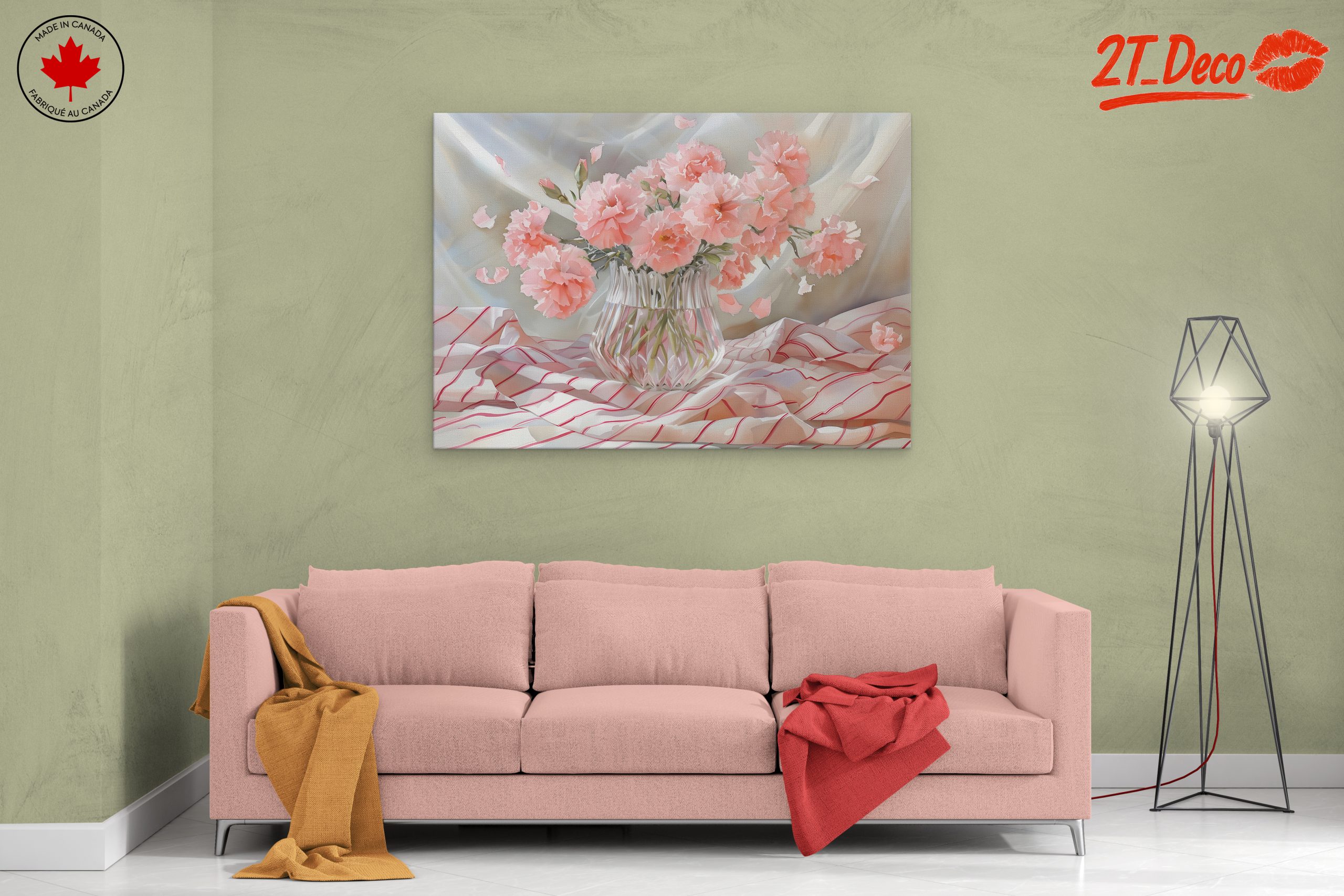 Delicate Pink Carnations in a Glass Vase - Image 2
