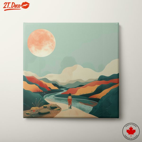 Stylized Landscape with Rising Moon