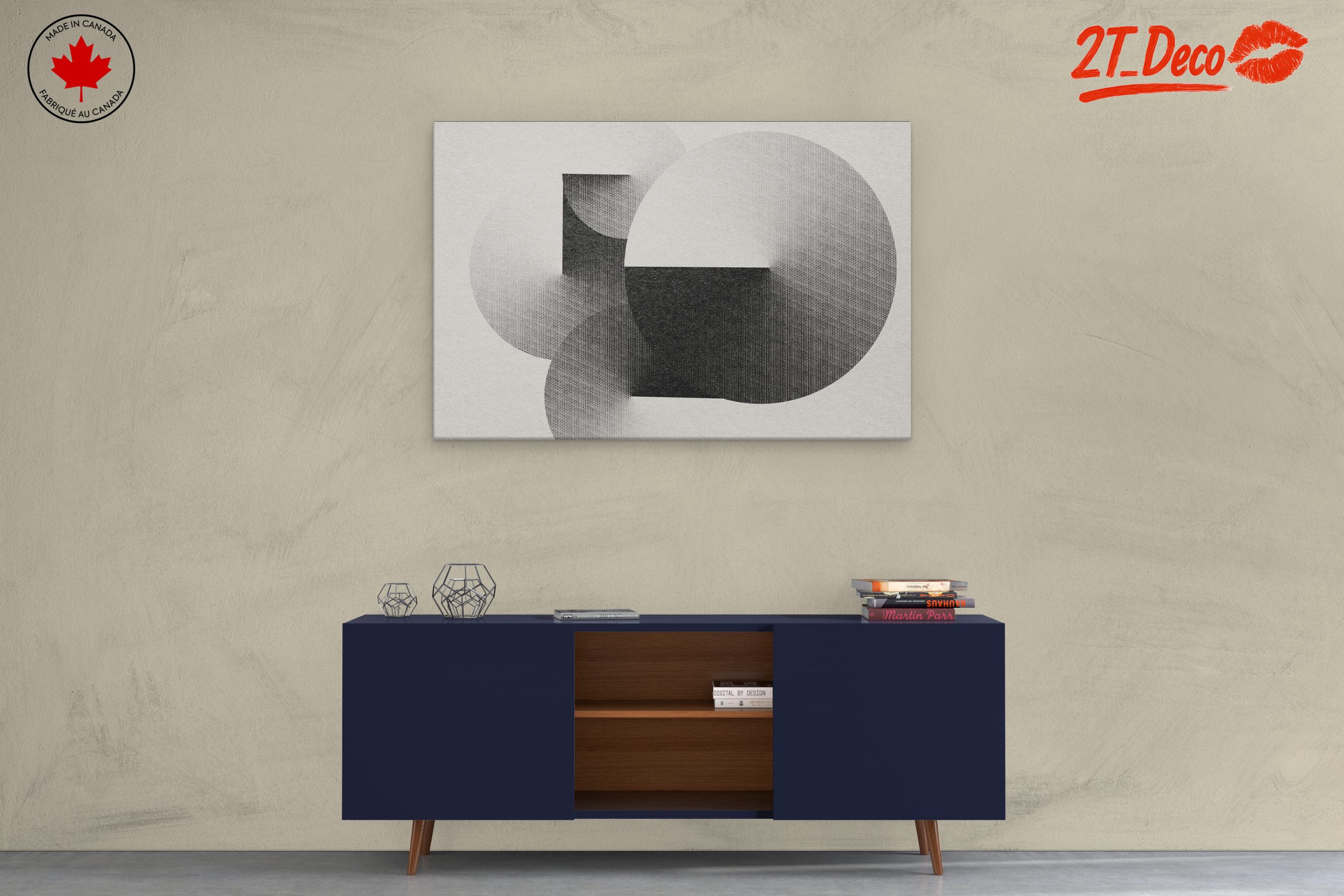 Geometric Abstract Art in Monochrome Tones - Image 3