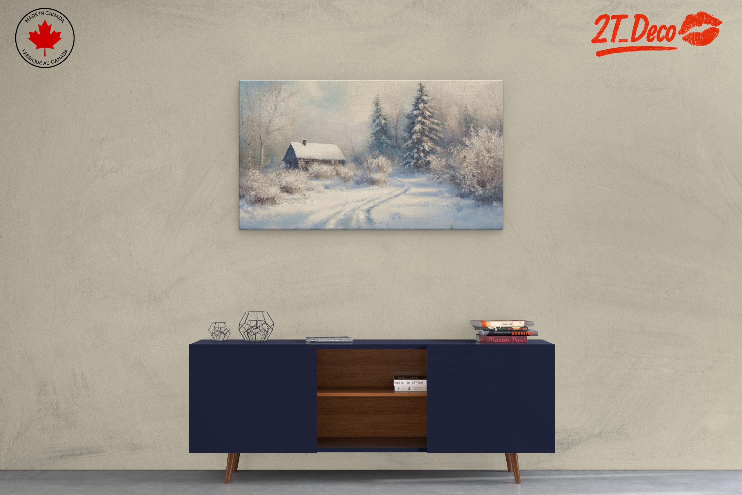 Serene Winter Landscape with Cozy Cabin - Image 3