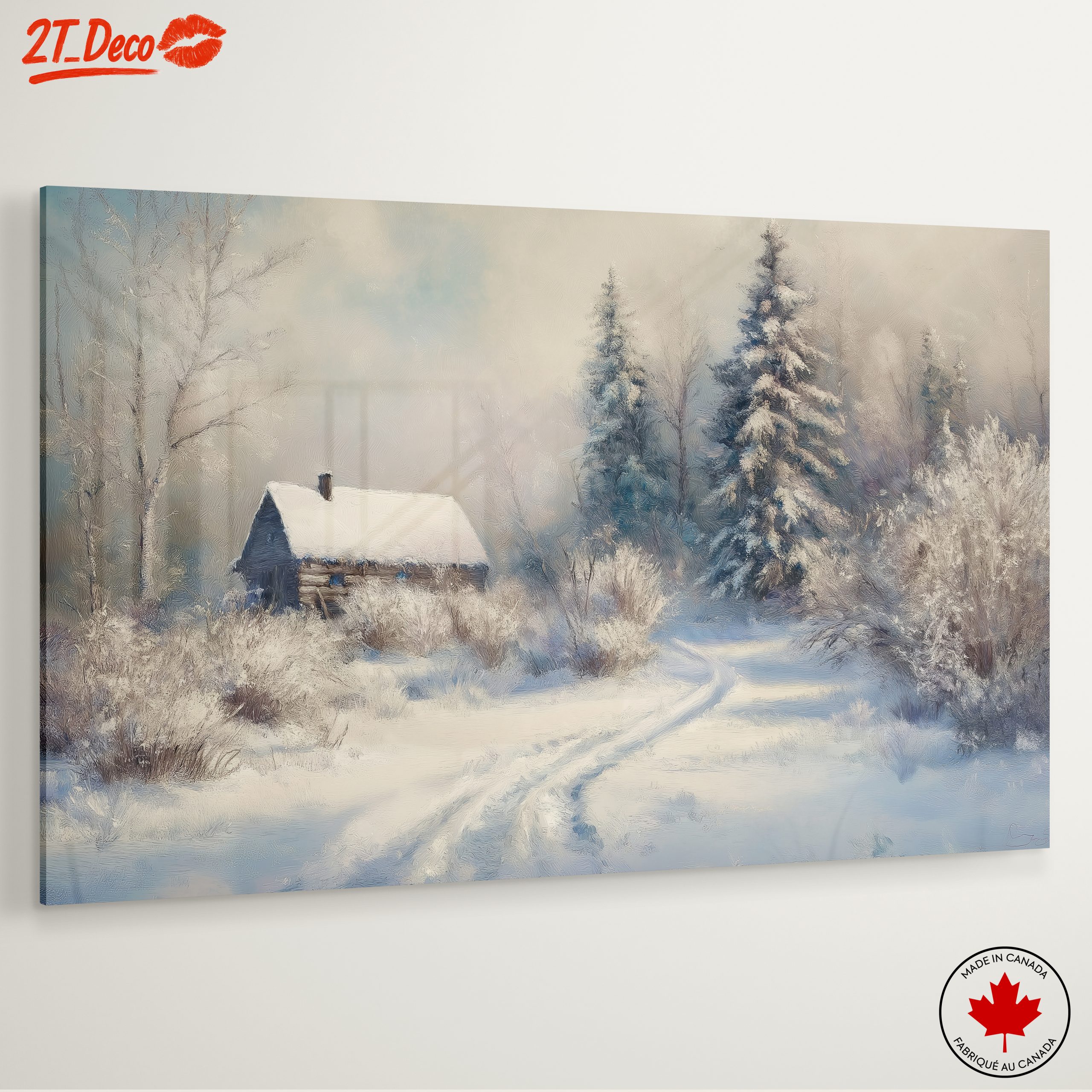 Serene Winter Landscape with Cozy Cabin - Image 6