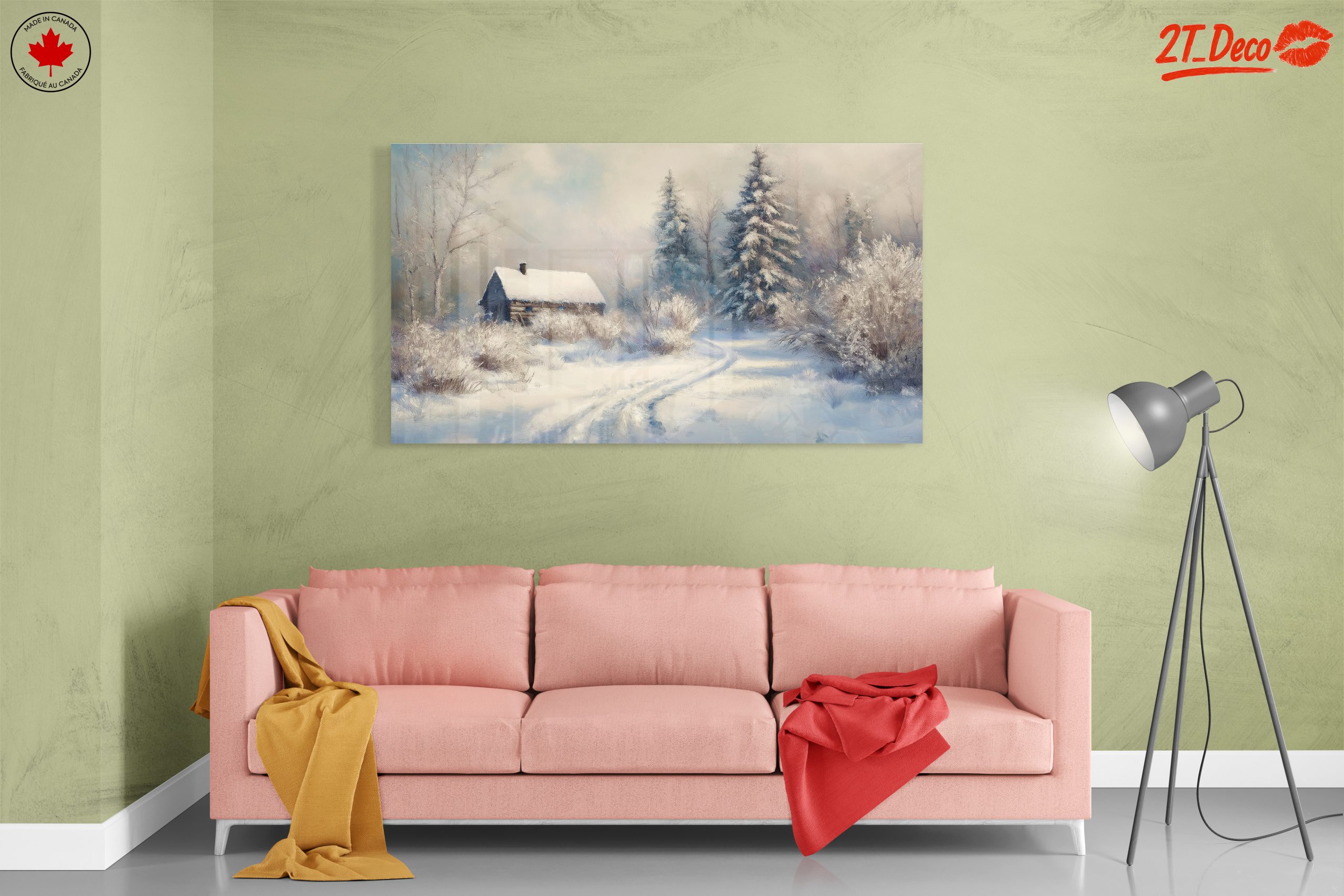 Serene Winter Landscape with Cozy Cabin - Image 7