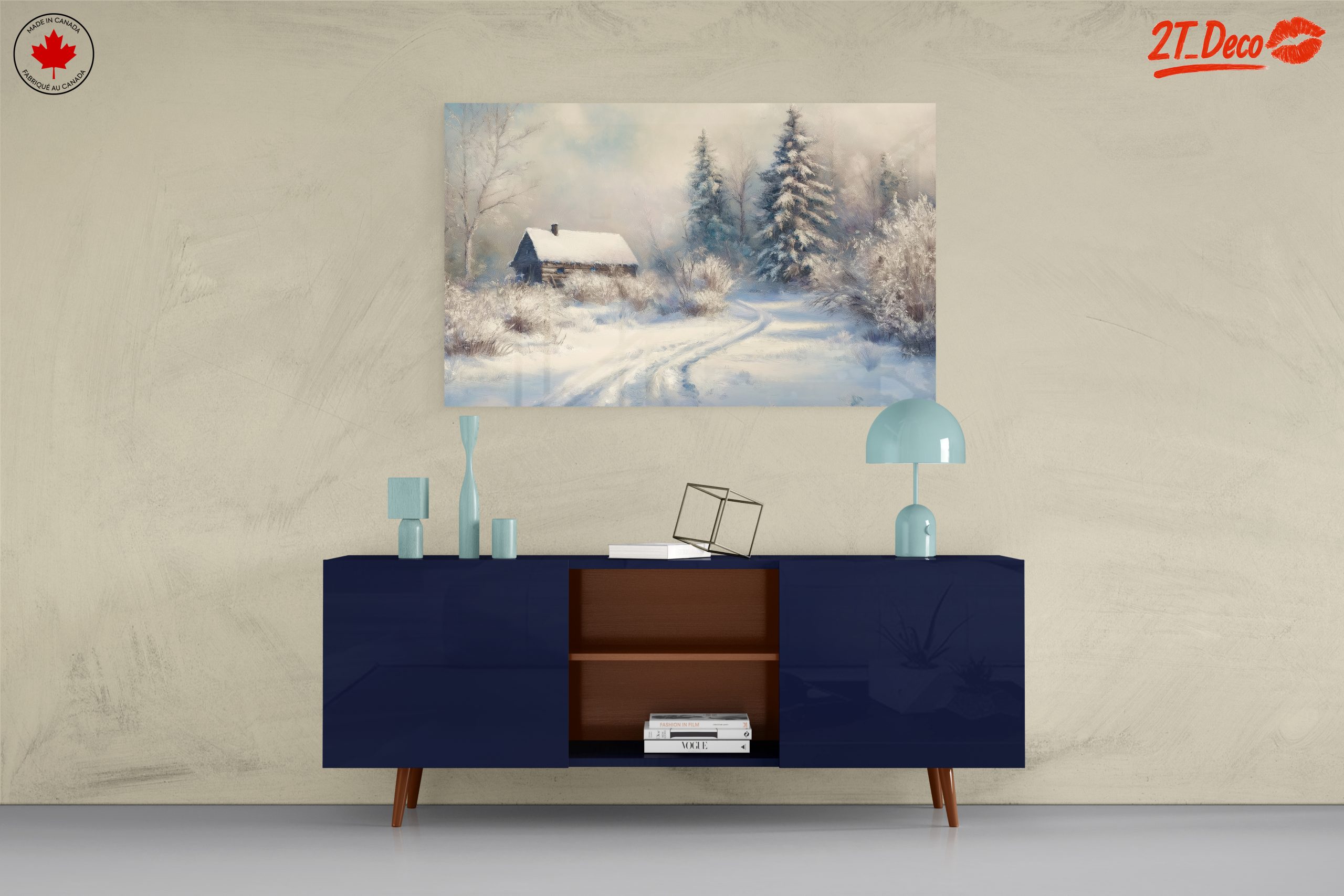 Serene Winter Landscape with Cozy Cabin - Image 8