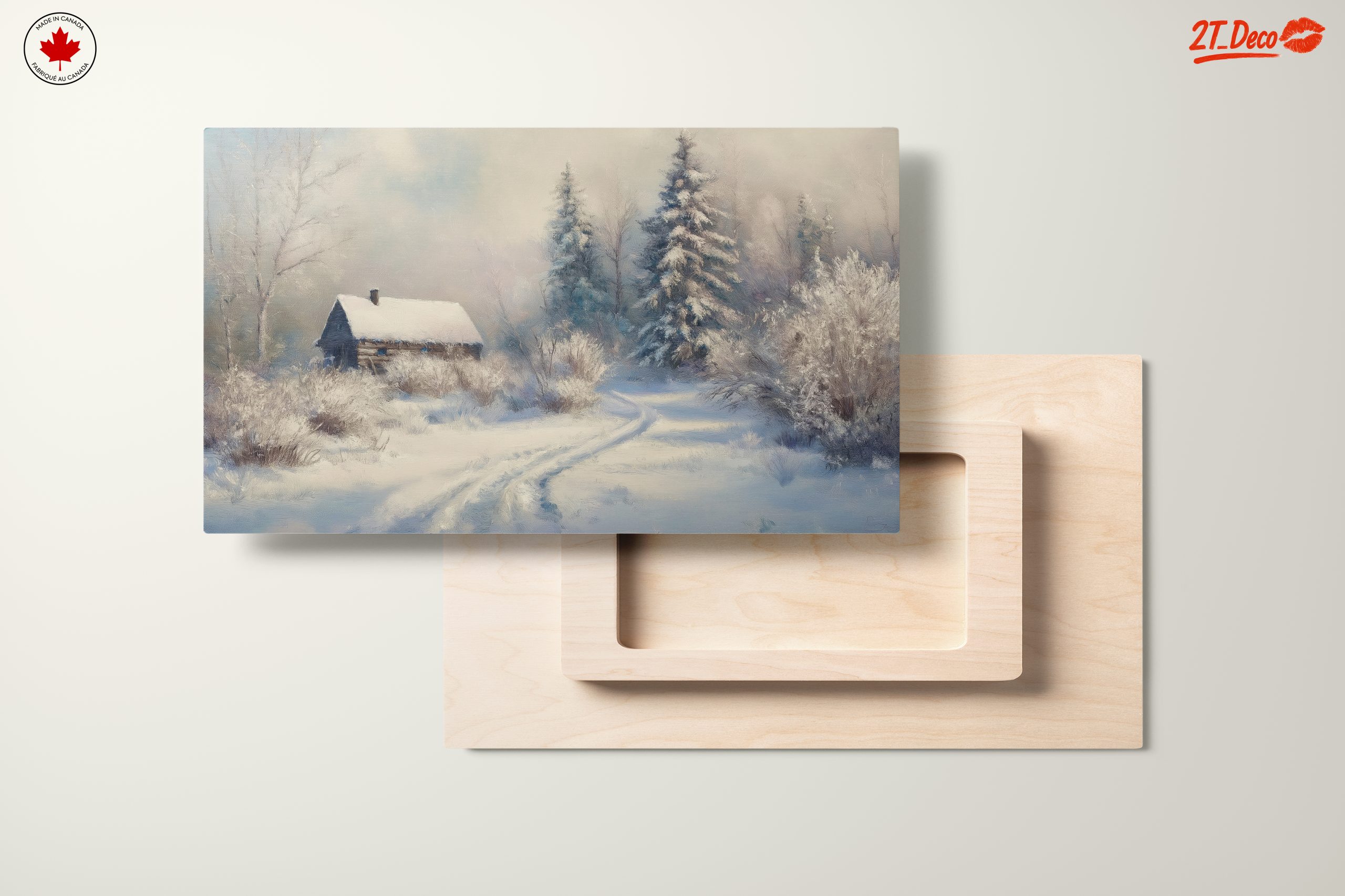 Serene Winter Landscape with Cozy Cabin - Image 11