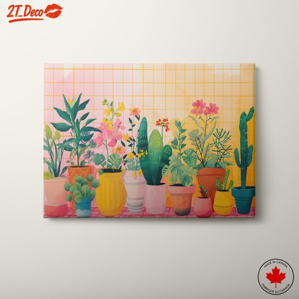 Vibrant Botanical Illustration with Plants and Flowers