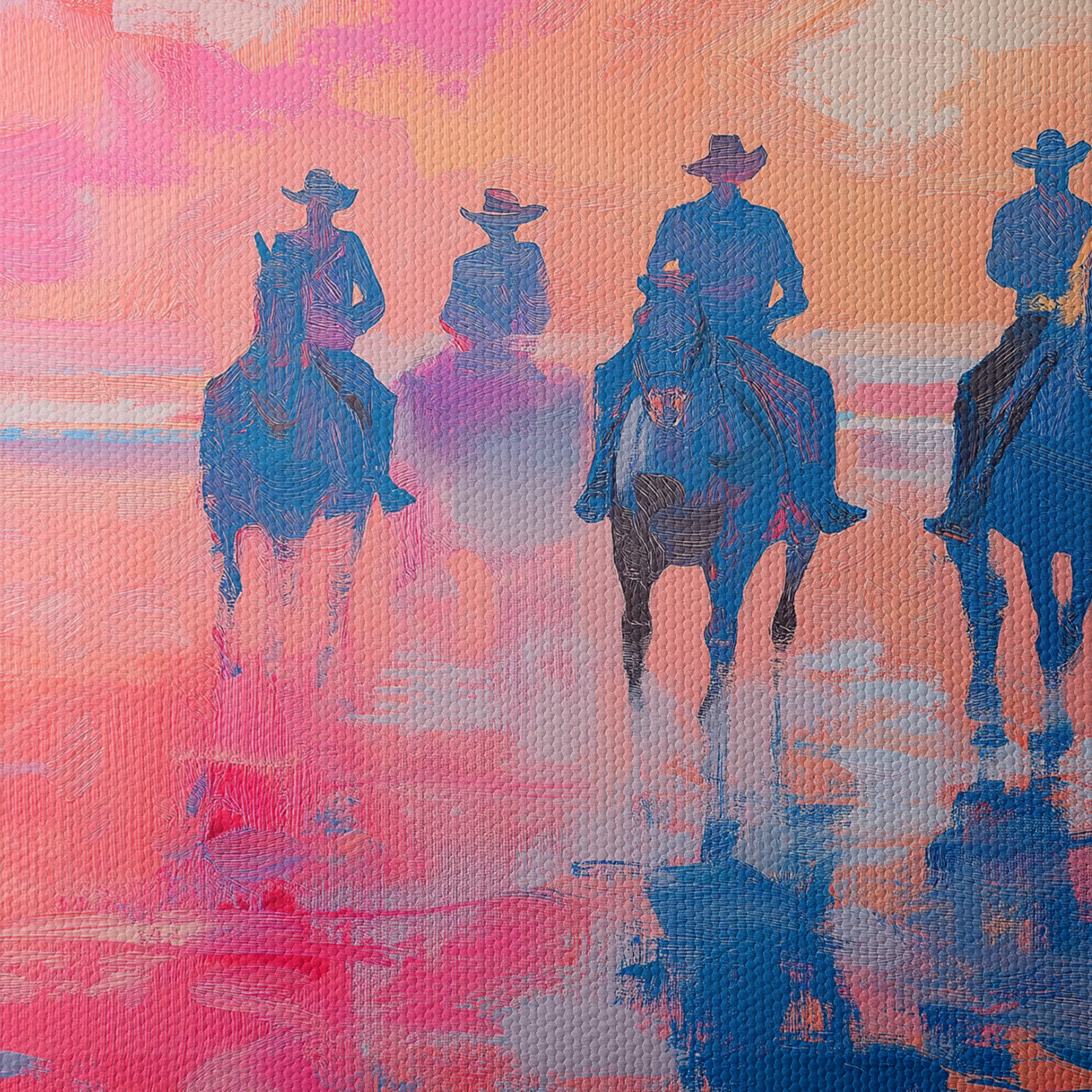 Vibrant Contemporary Landscape with Cowboys - Image 4