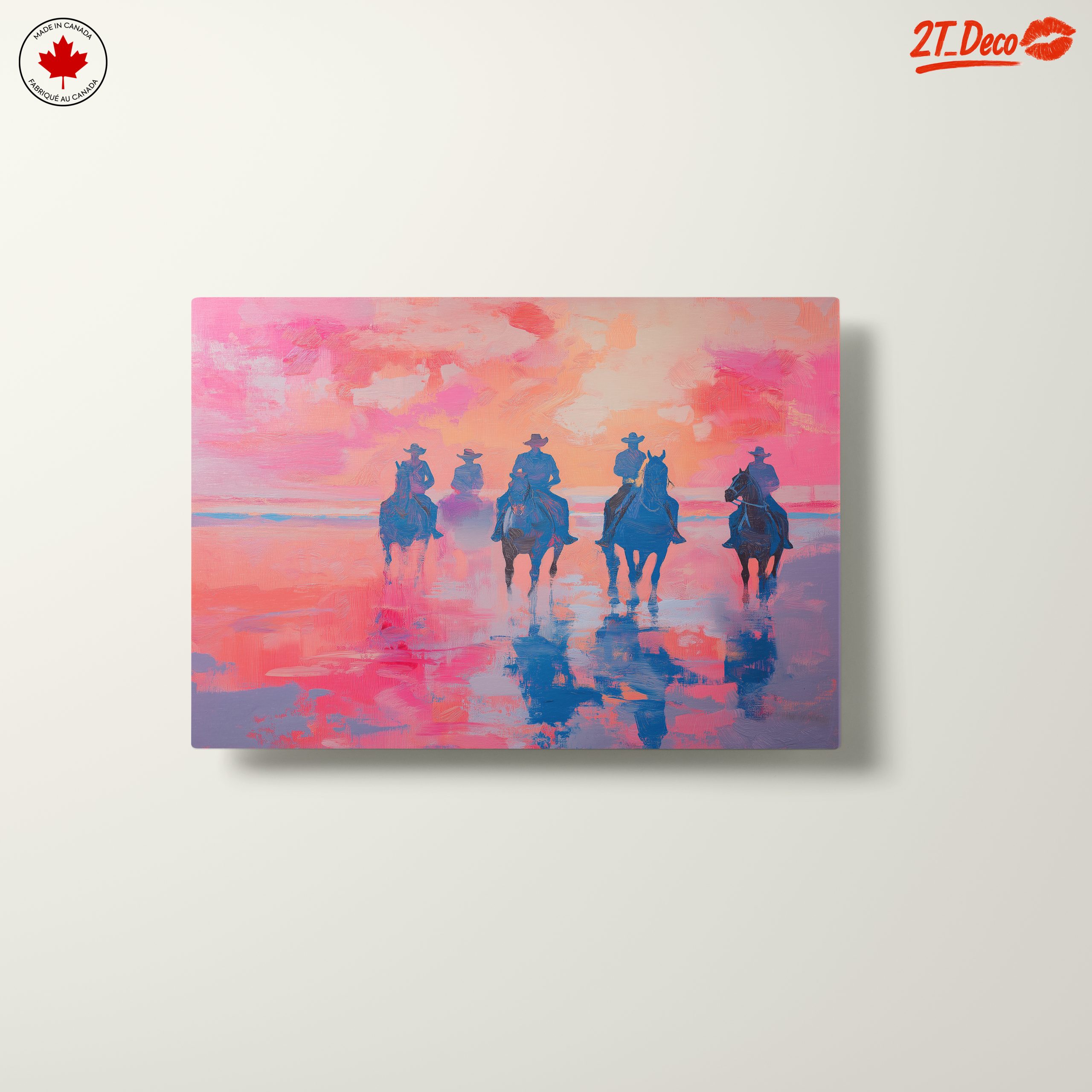 Vibrant Contemporary Landscape with Cowboys - Image 10