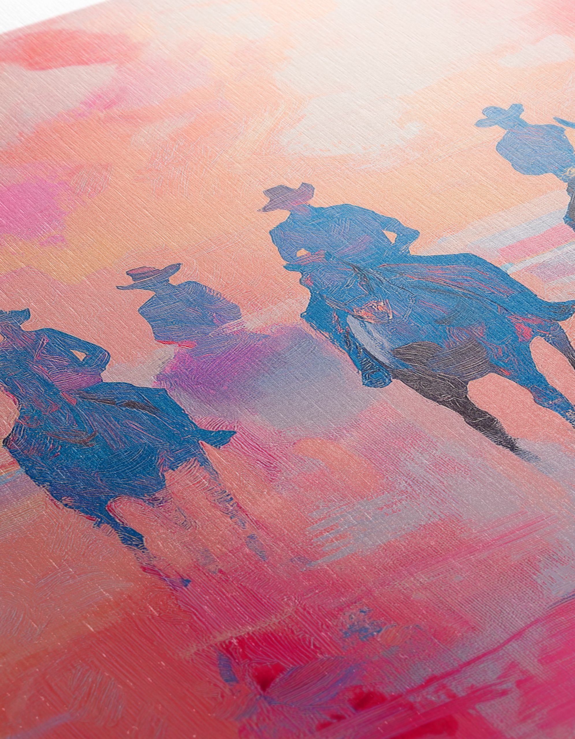 Vibrant Contemporary Landscape with Cowboys - Image 12