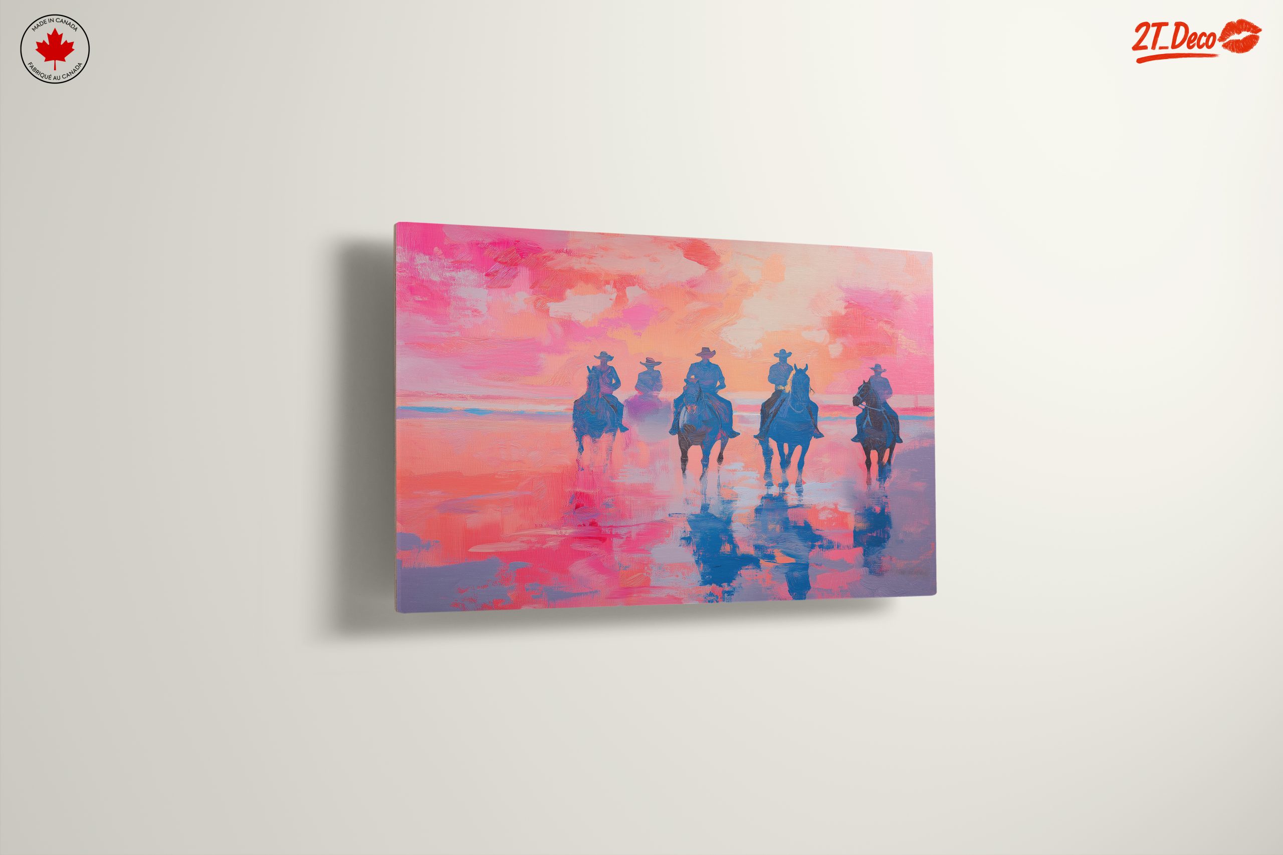 Vibrant Contemporary Landscape with Cowboys - Image 13