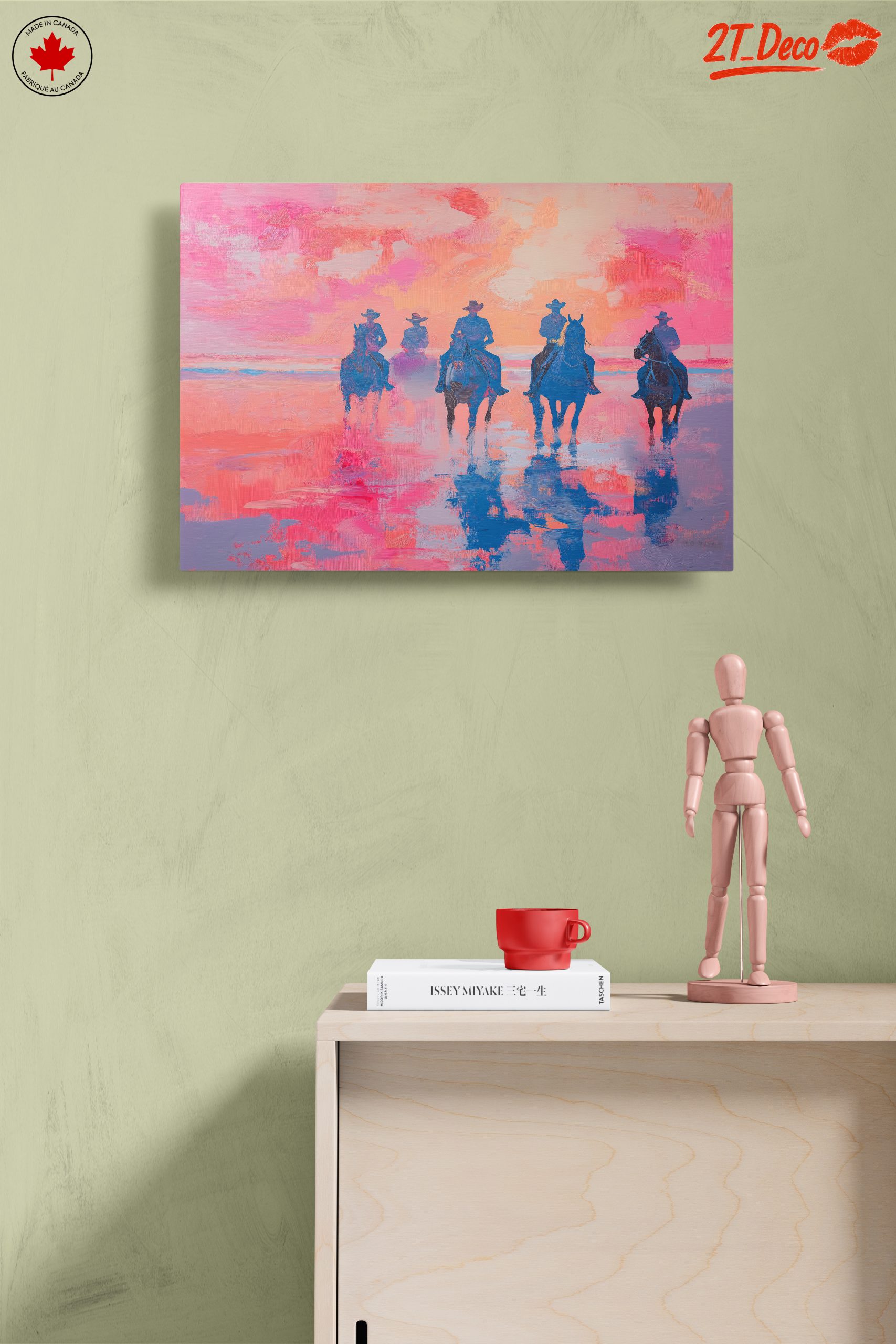 Vibrant Contemporary Landscape with Cowboys - Image 14