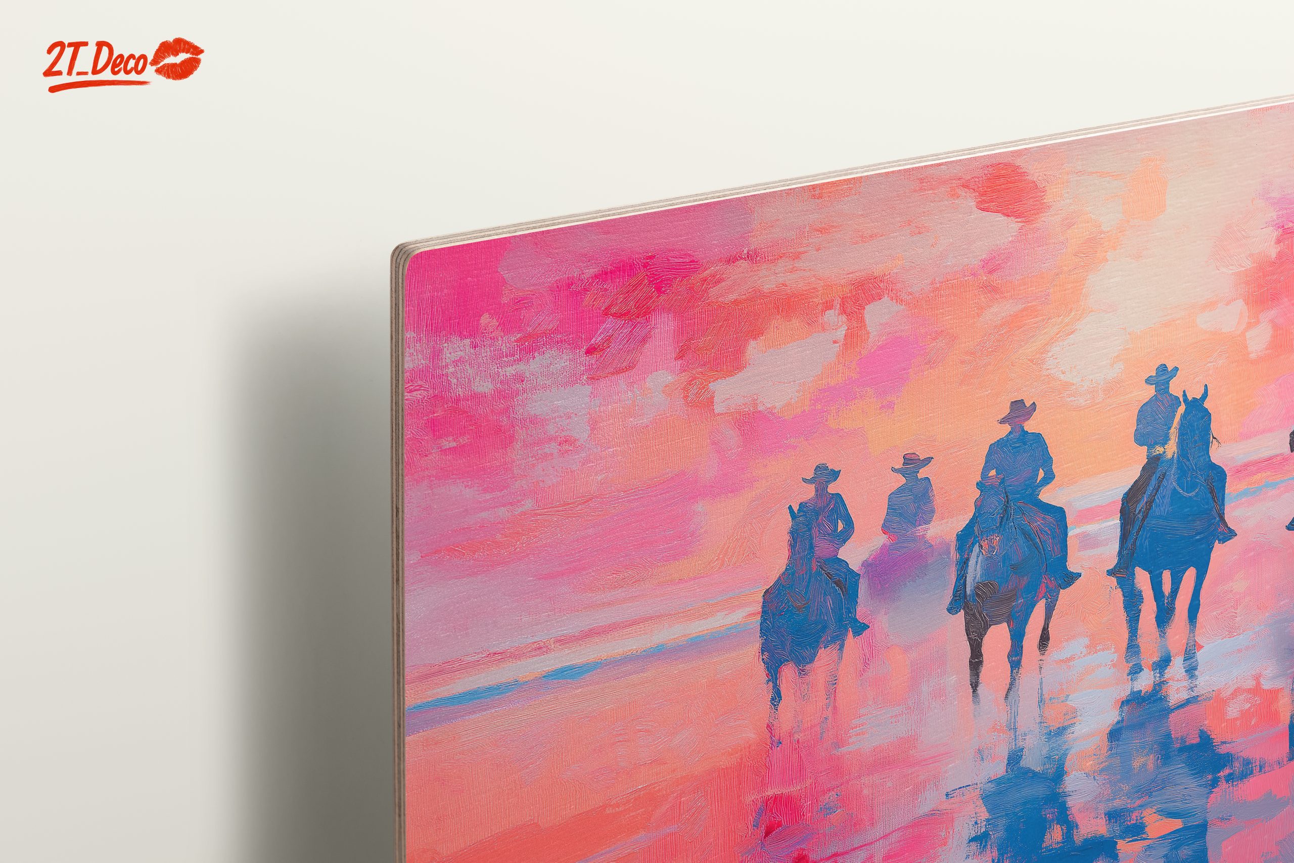 Vibrant Contemporary Landscape with Cowboys - Image 15