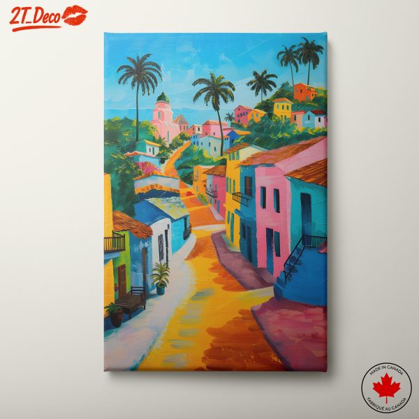 Vibrant Cityscape with Colorful Houses