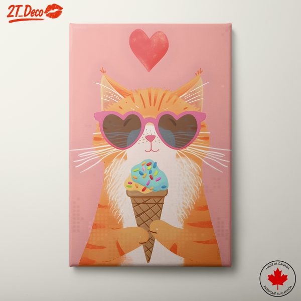 Adorable Cat Enjoying Ice Cream