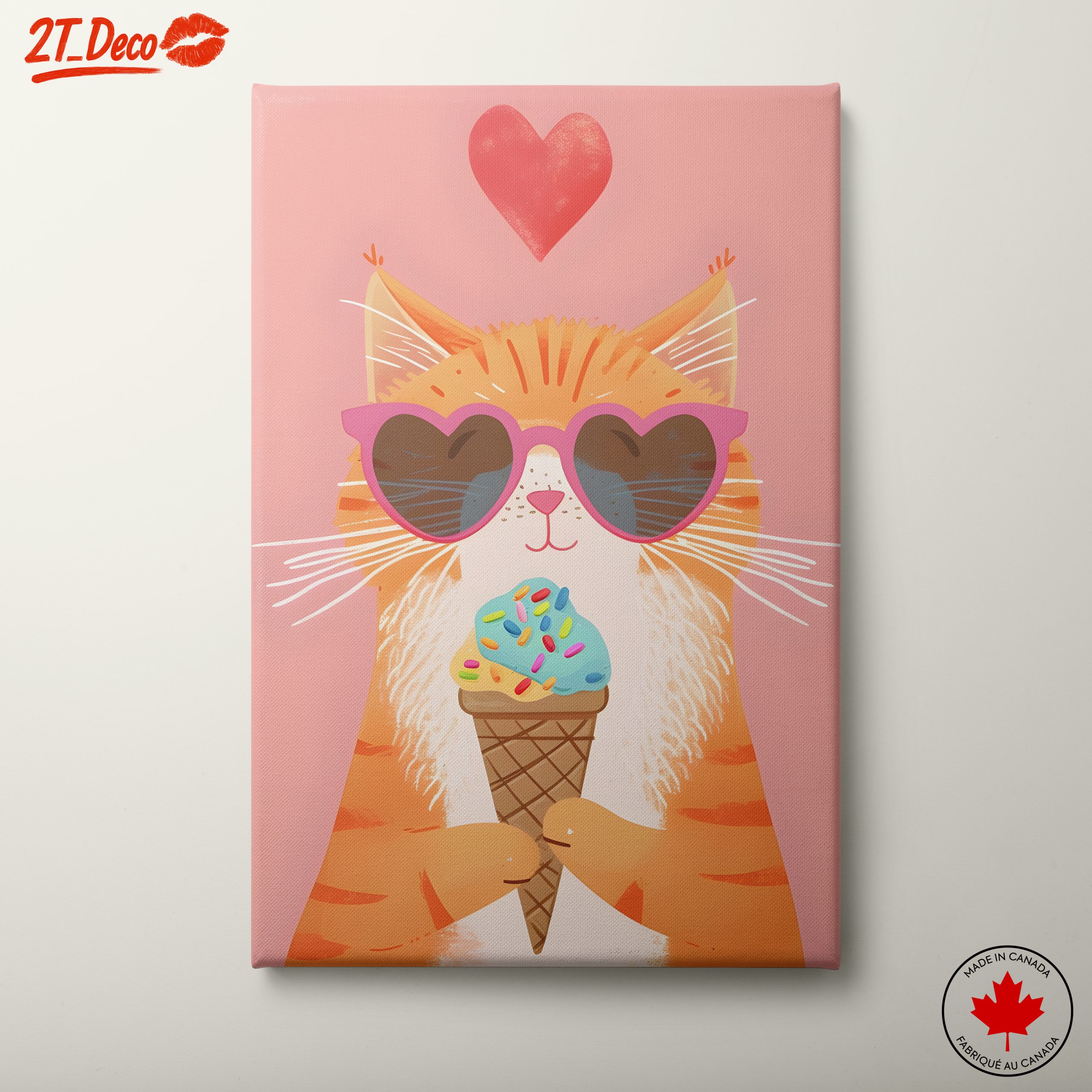 Adorable Cat Enjoying Ice Cream