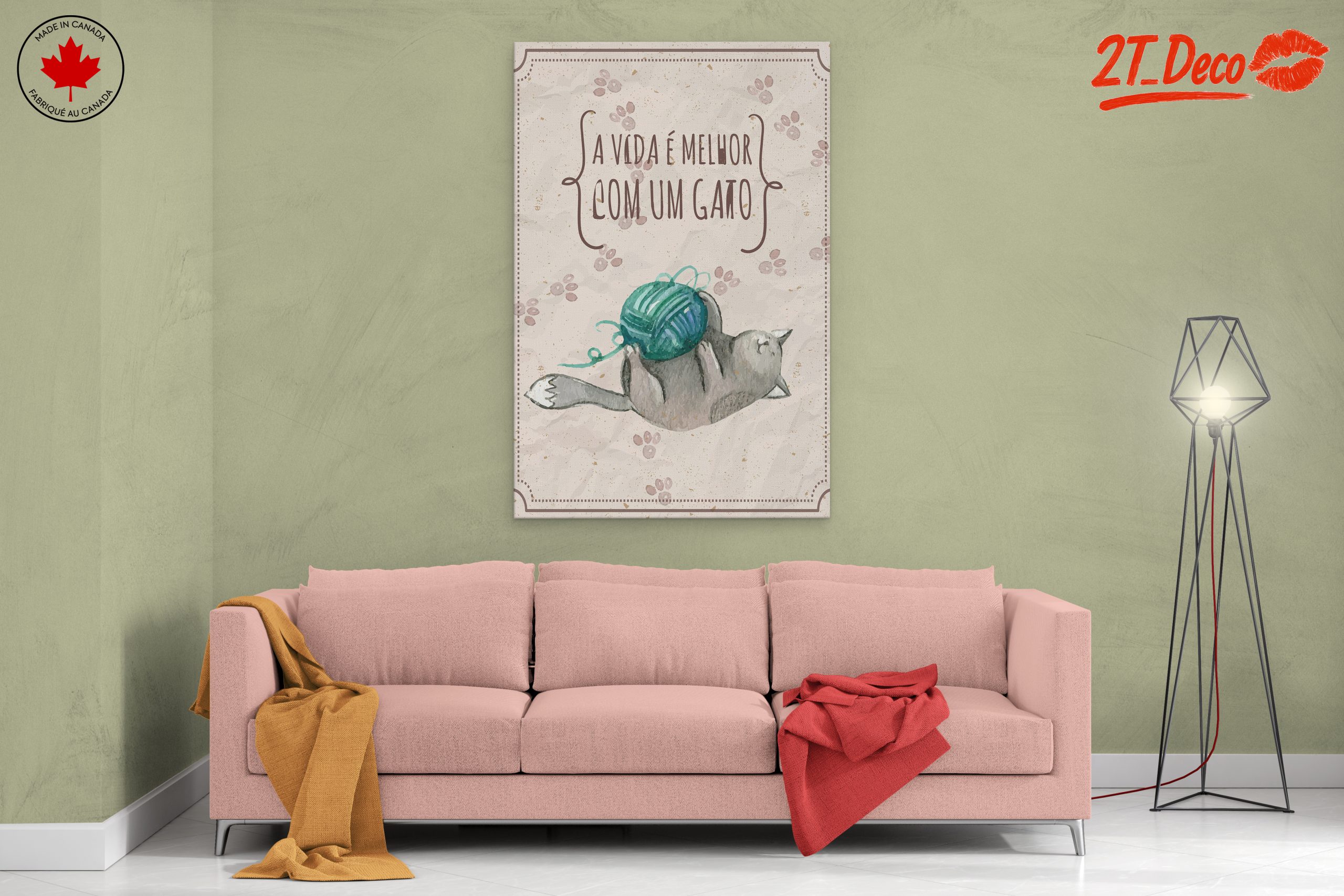 Whimsical Cat Art with Yarn - Image 2