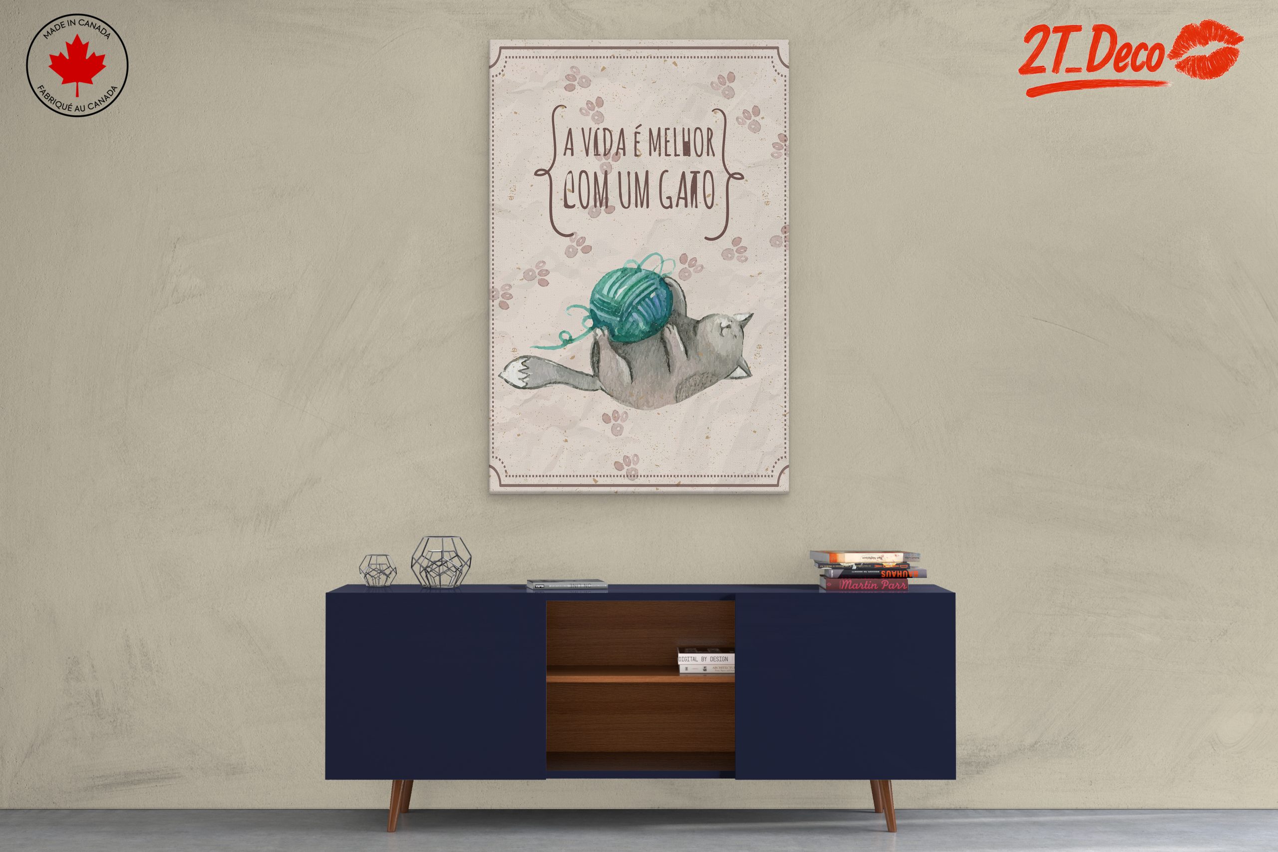 Whimsical Cat Art with Yarn - Image 3