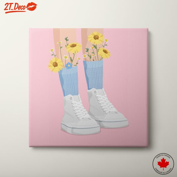 Floral Whimsical Illustration with Sneakers