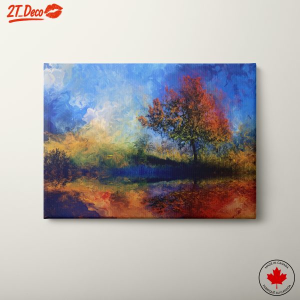 Colorful Abstract Landscape with Tree