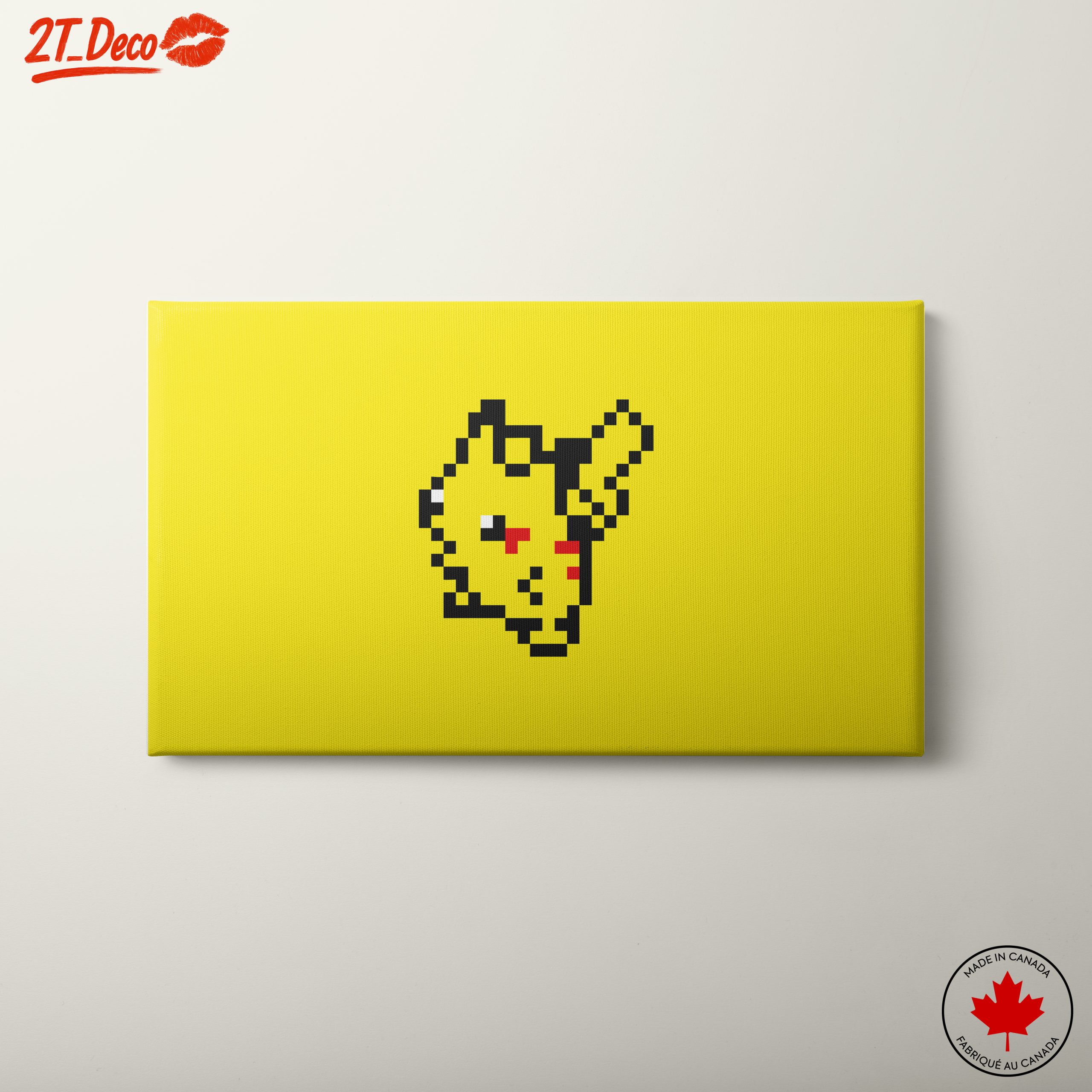 Pixel Art Pikachu on Bright Yellow Background