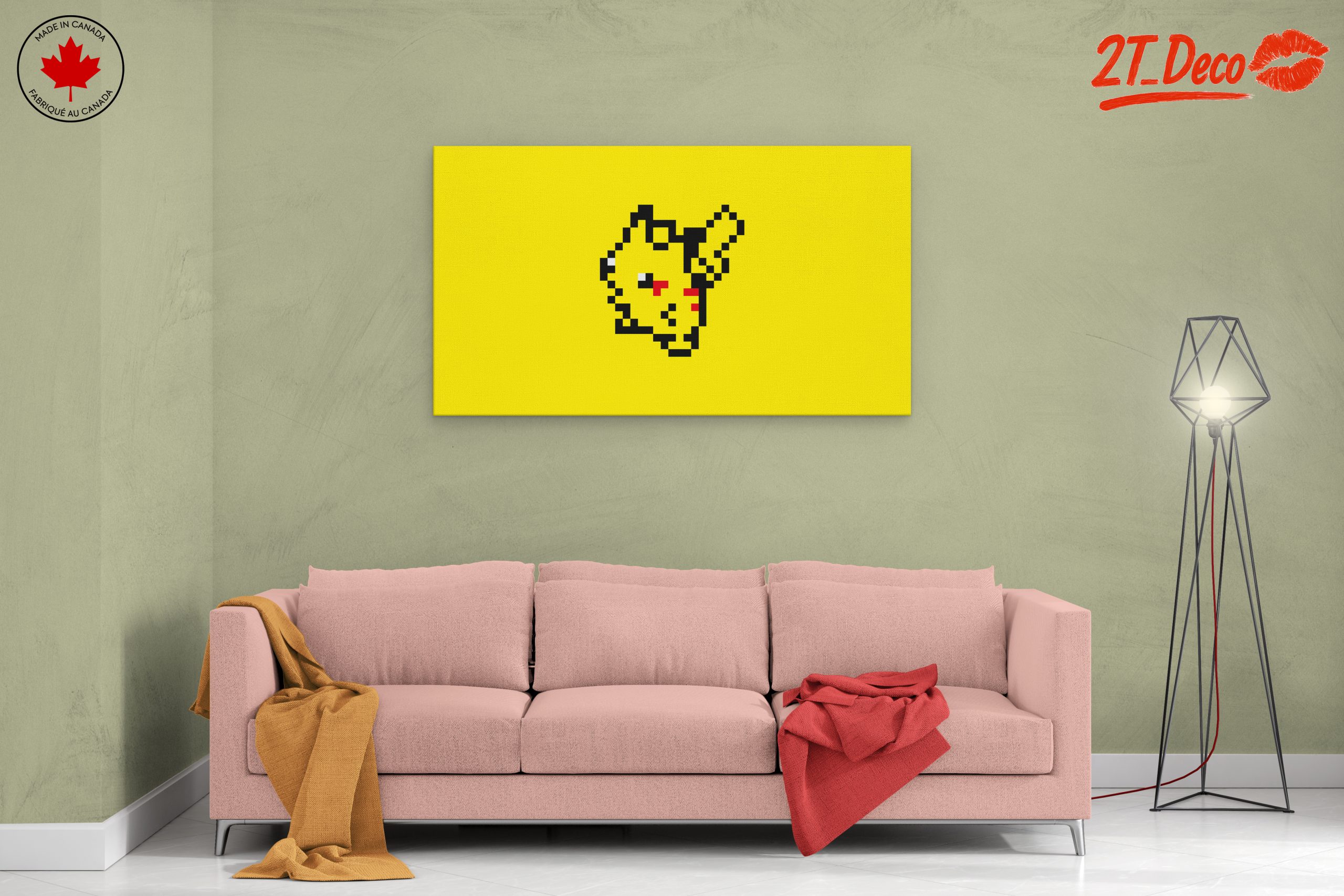 Pixel Art Pikachu on Bright Yellow Background - Image 2