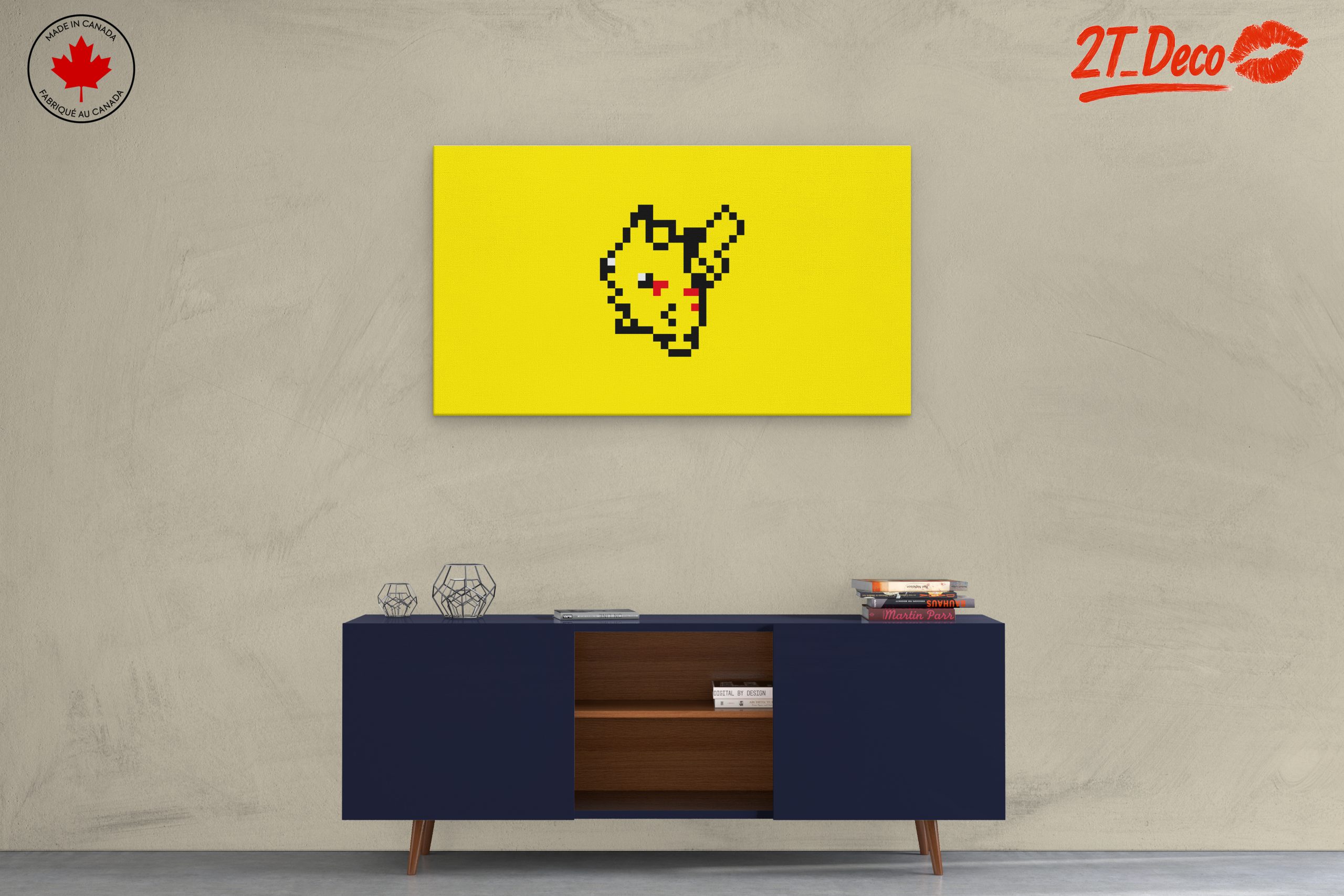 Pixel Art Pikachu on Bright Yellow Background - Image 3