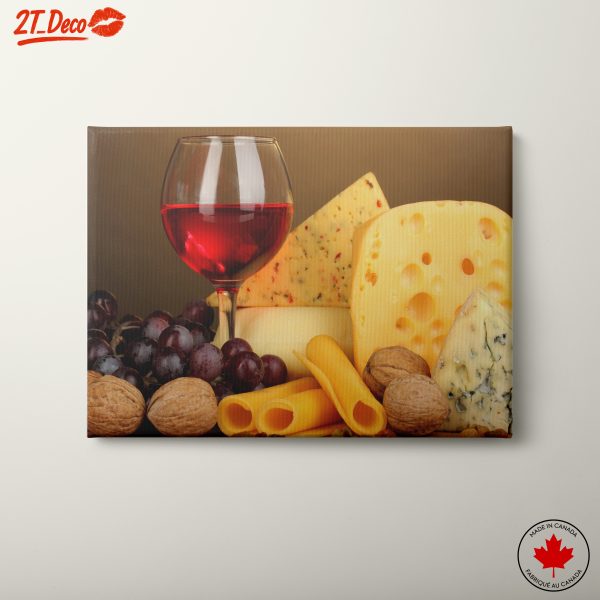 Gourmet Cheese and Wine Still Life
