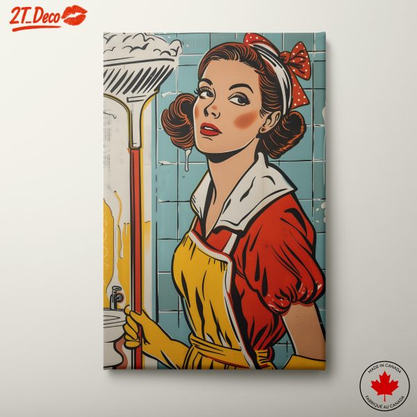Vibrant Pop Art Cleaning Lady