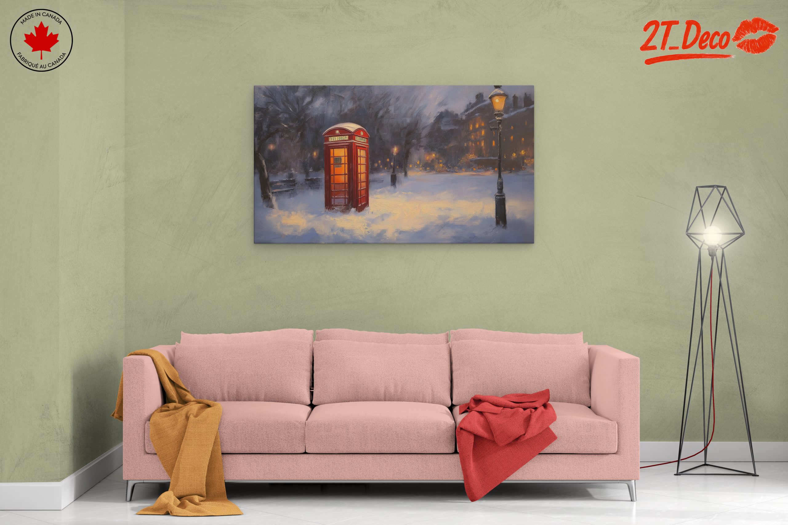 Winter City Landscape with Phone Booth - Image 2