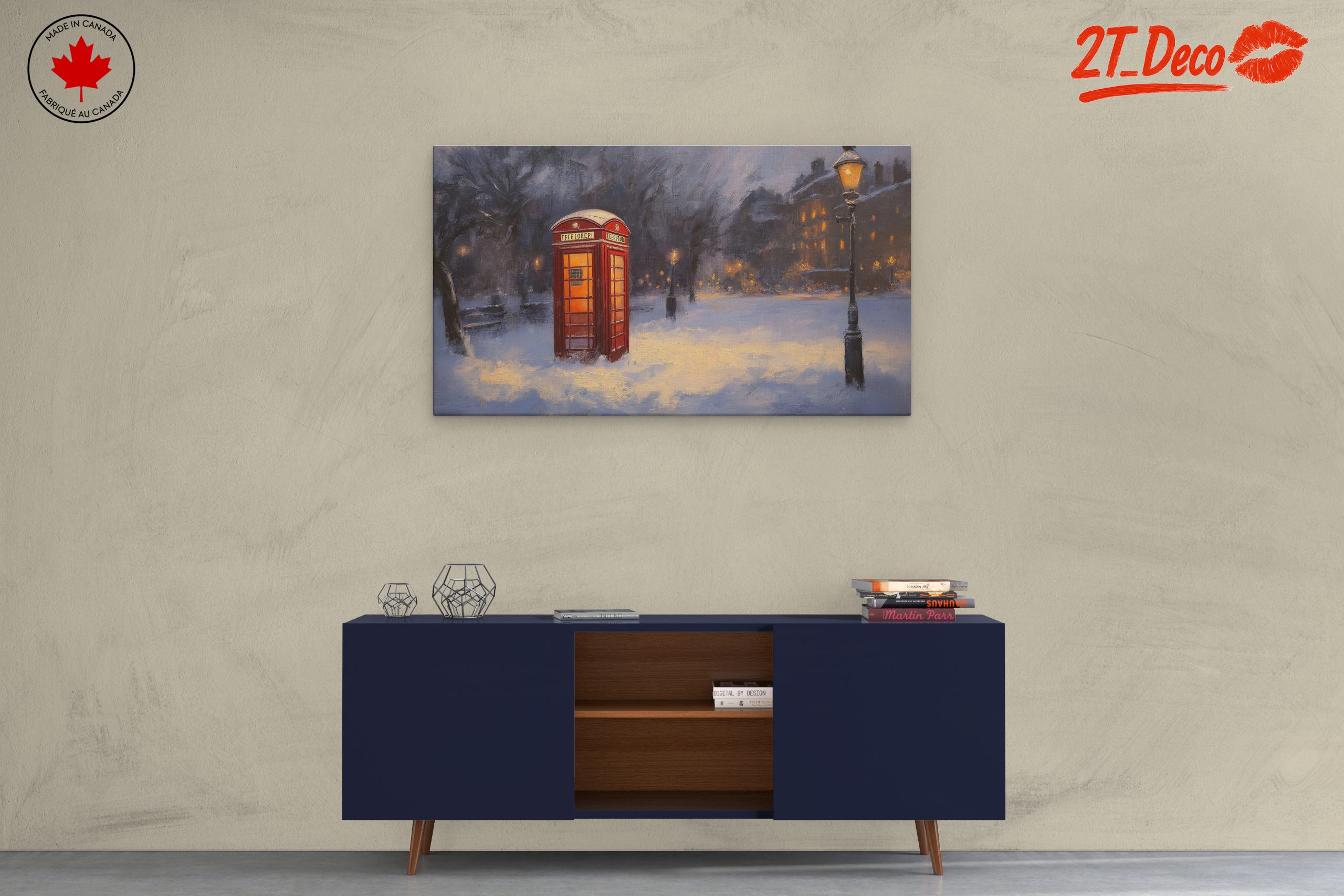 Winter City Landscape with Phone Booth - Image 3