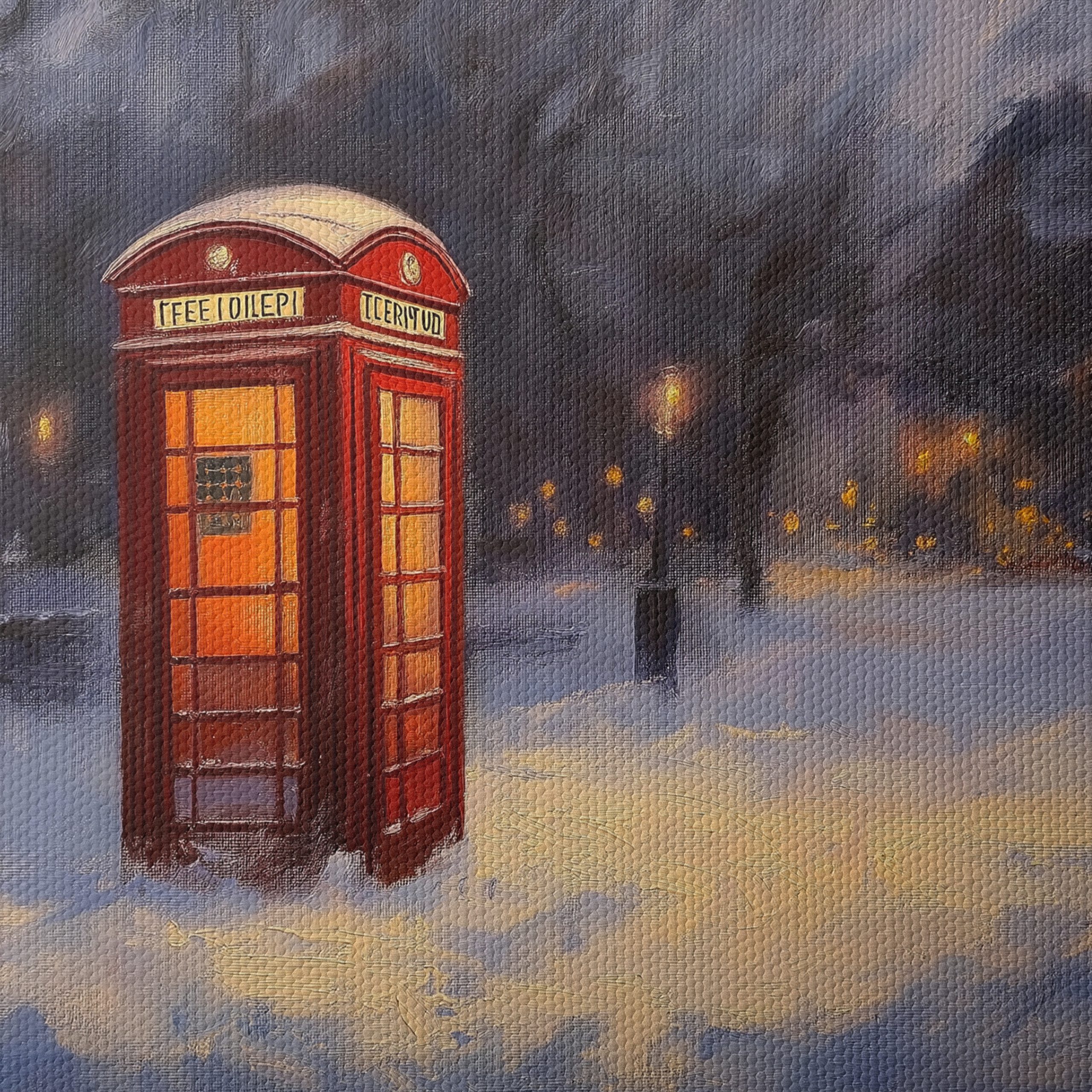 Winter City Landscape with Phone Booth - Image 4