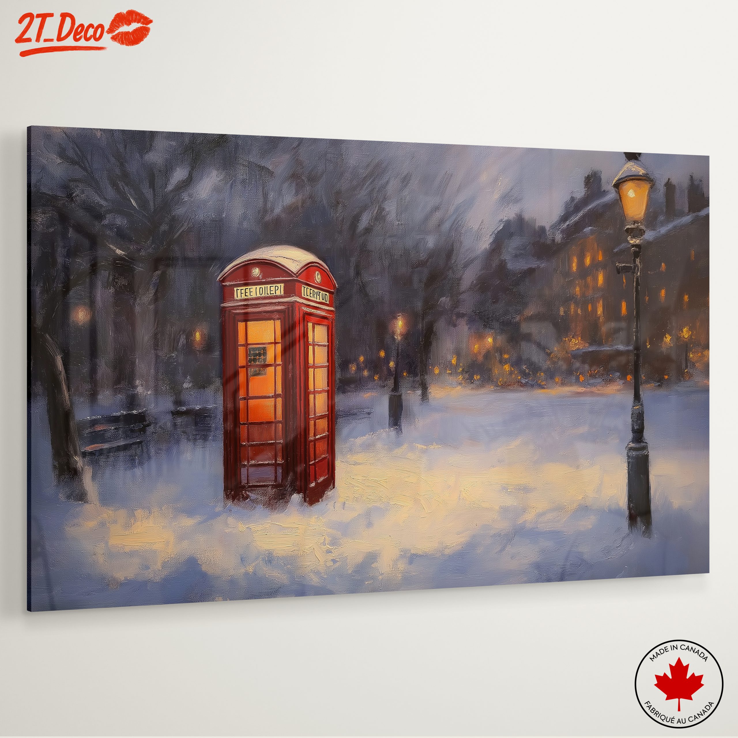 Winter City Landscape with Phone Booth - Image 6