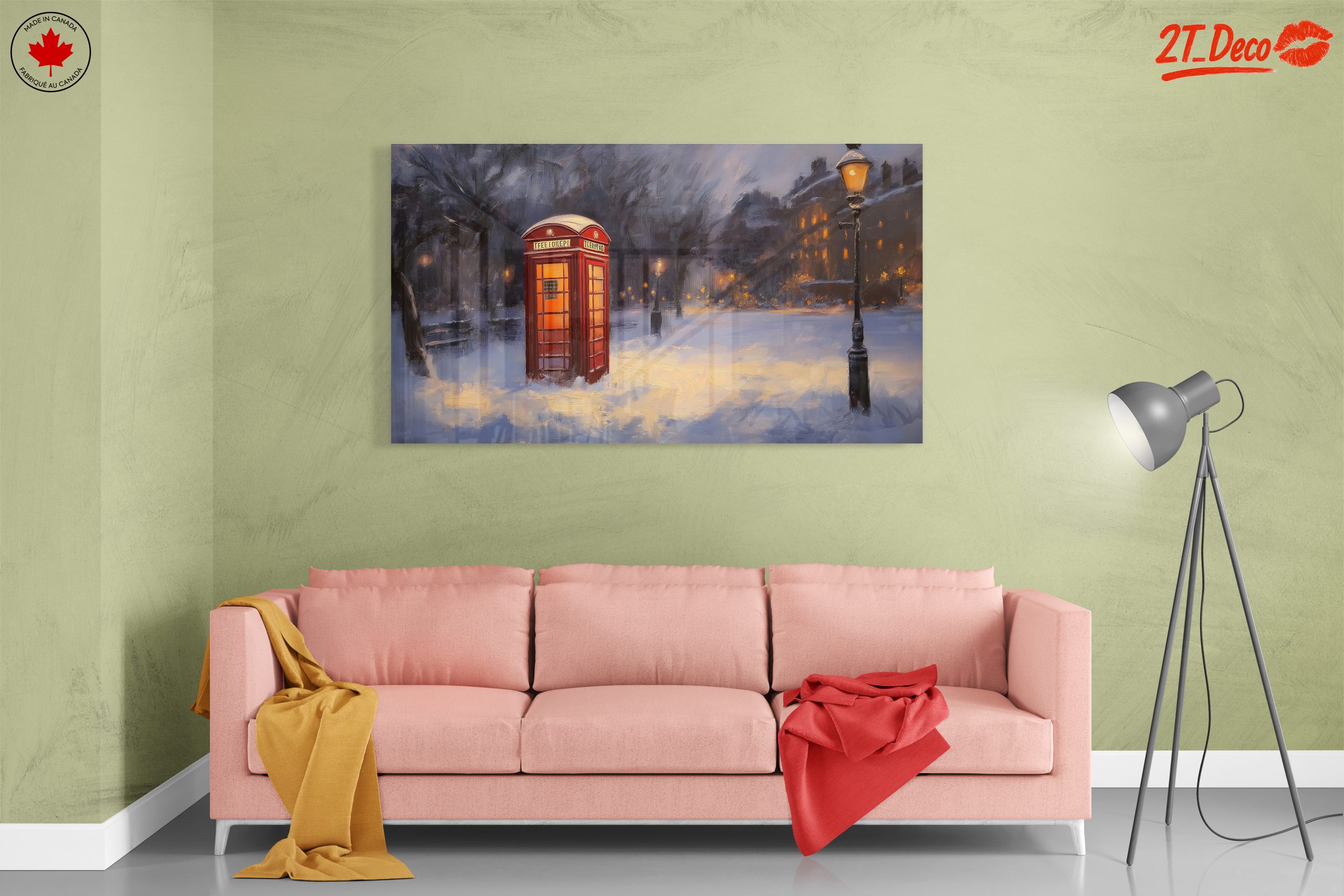 Winter City Landscape with Phone Booth - Image 7