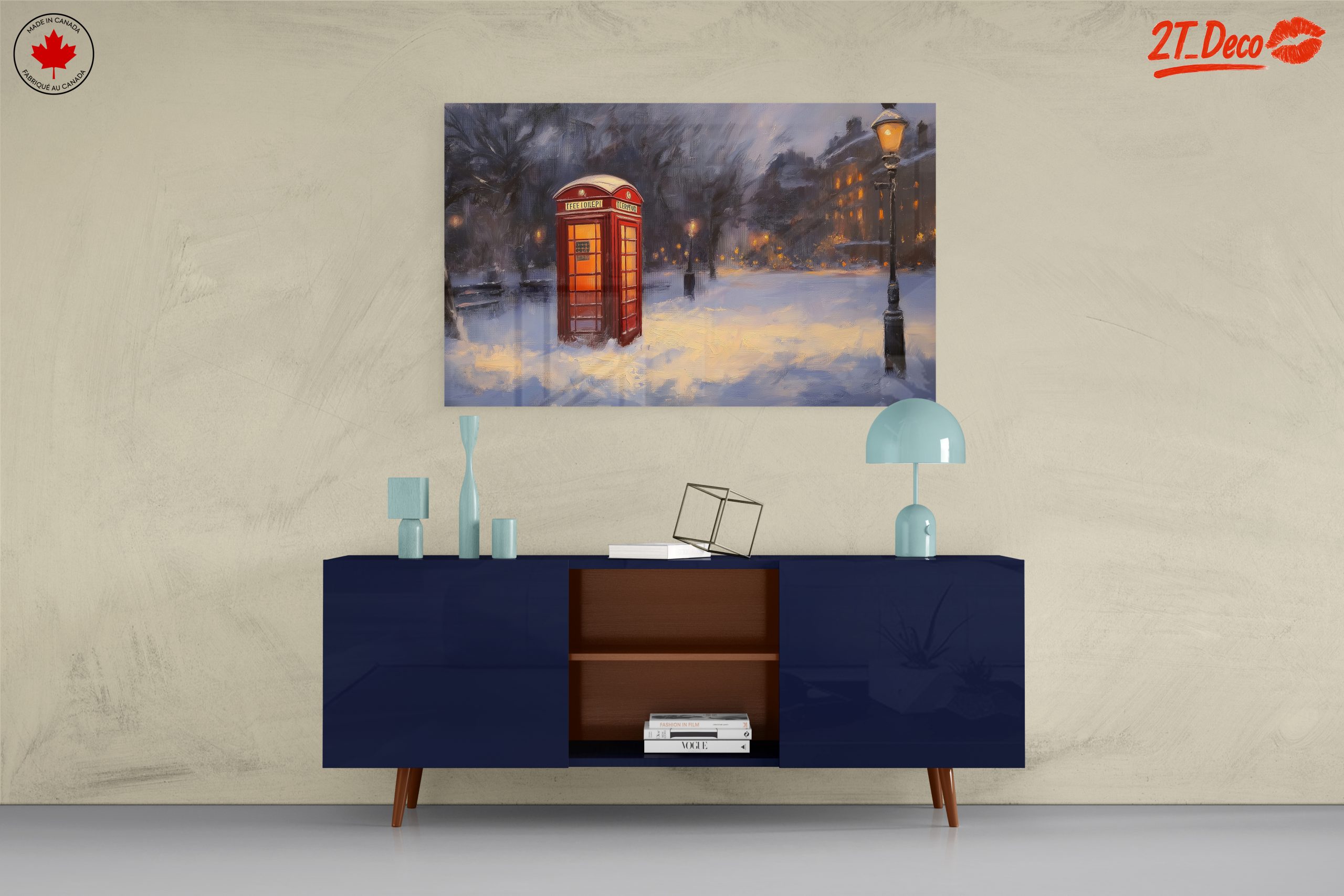 Winter City Landscape with Phone Booth - Image 8