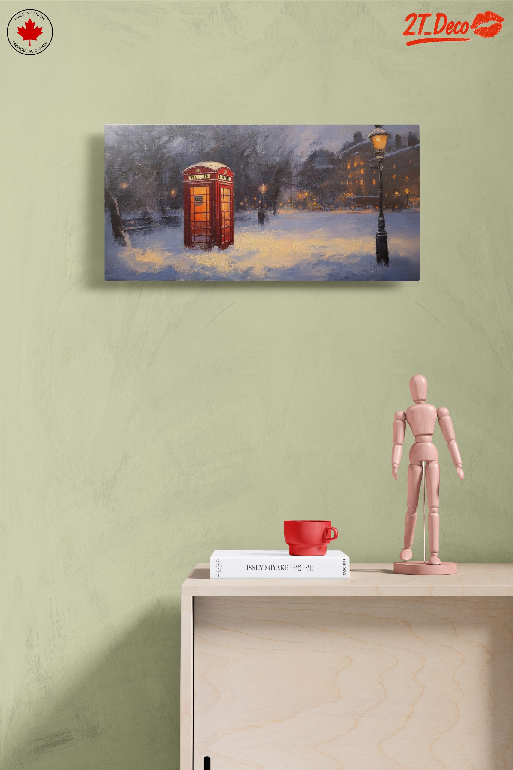 Winter City Landscape with Phone Booth - Image 14