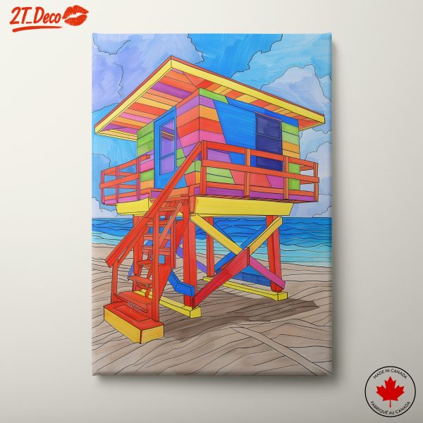 Vibrant Beach Hut Art