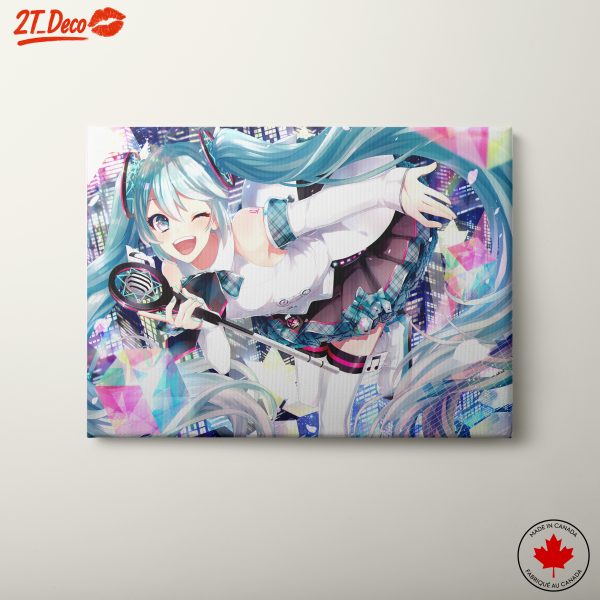 Vibrant Vocaloid Character in Cityscape