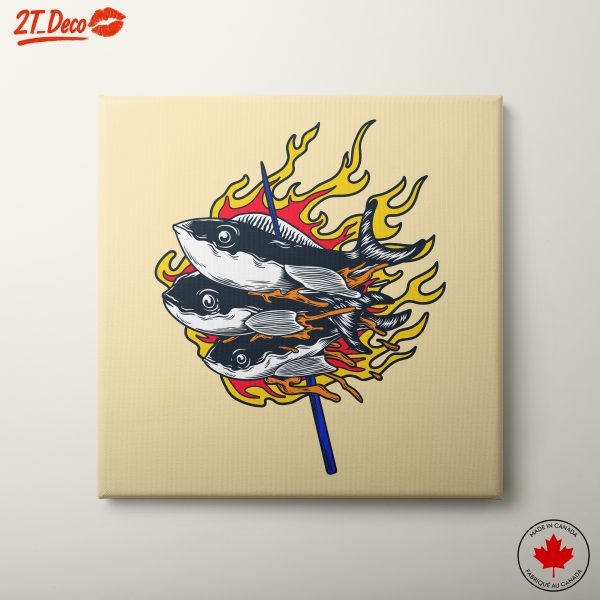 Flame Grilled Fish Skewer Art for Culinary Inspiration