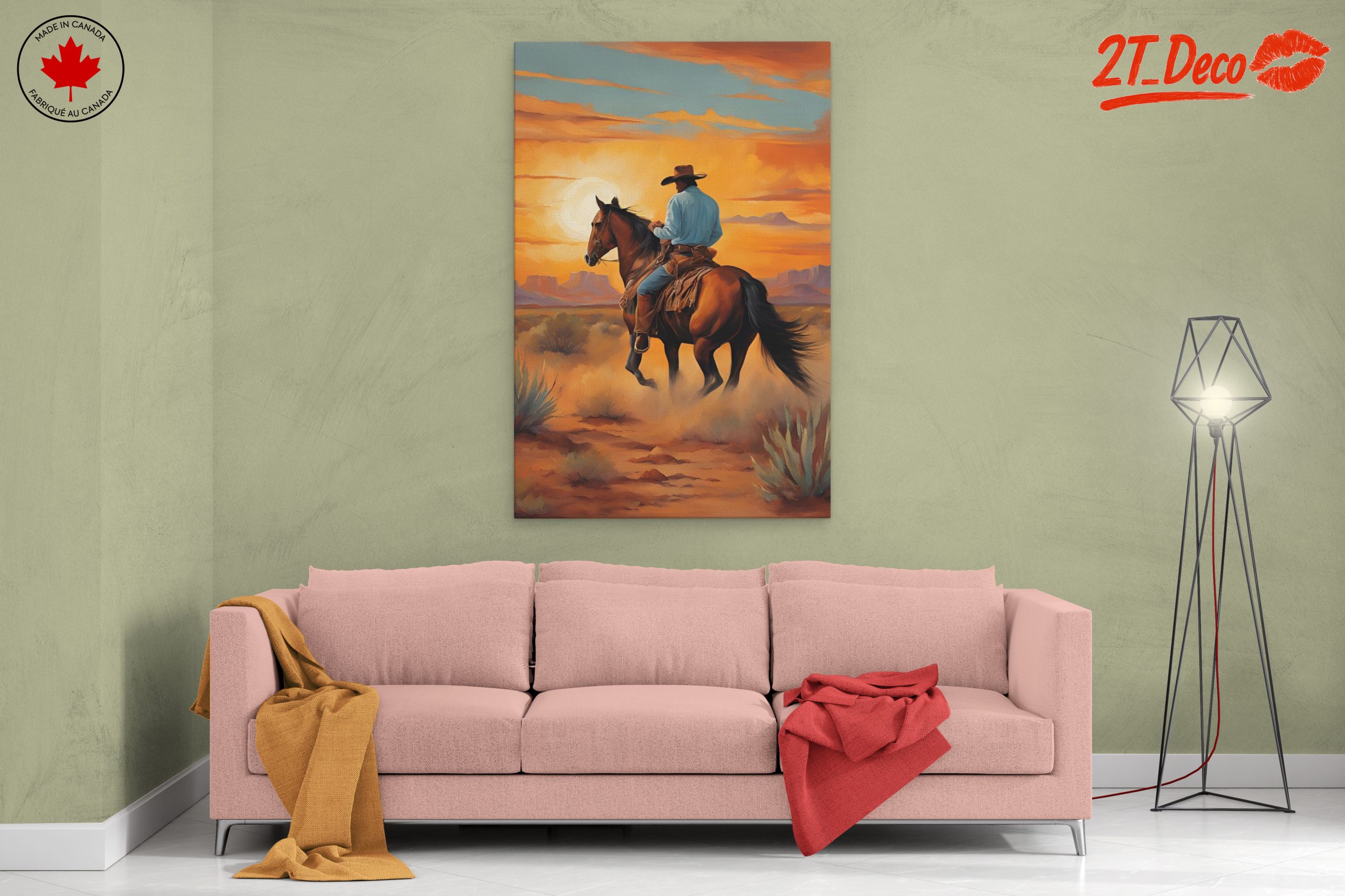 Cowboy Riding Through Sunset Landscape - Image 2