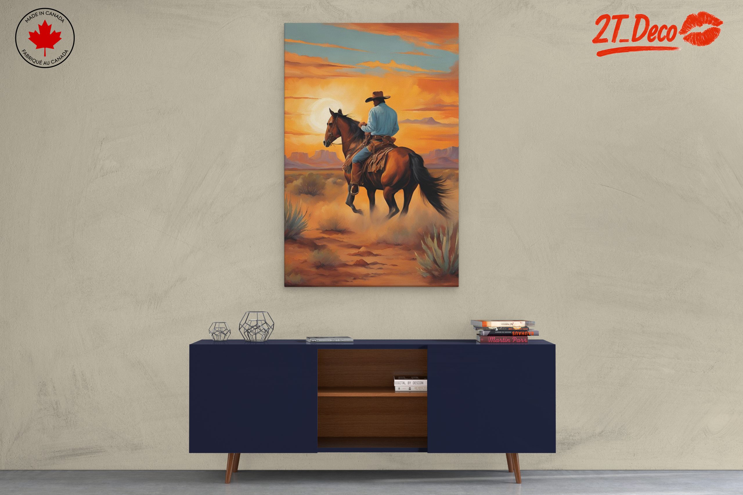 Cowboy Riding Through Sunset Landscape - Image 3