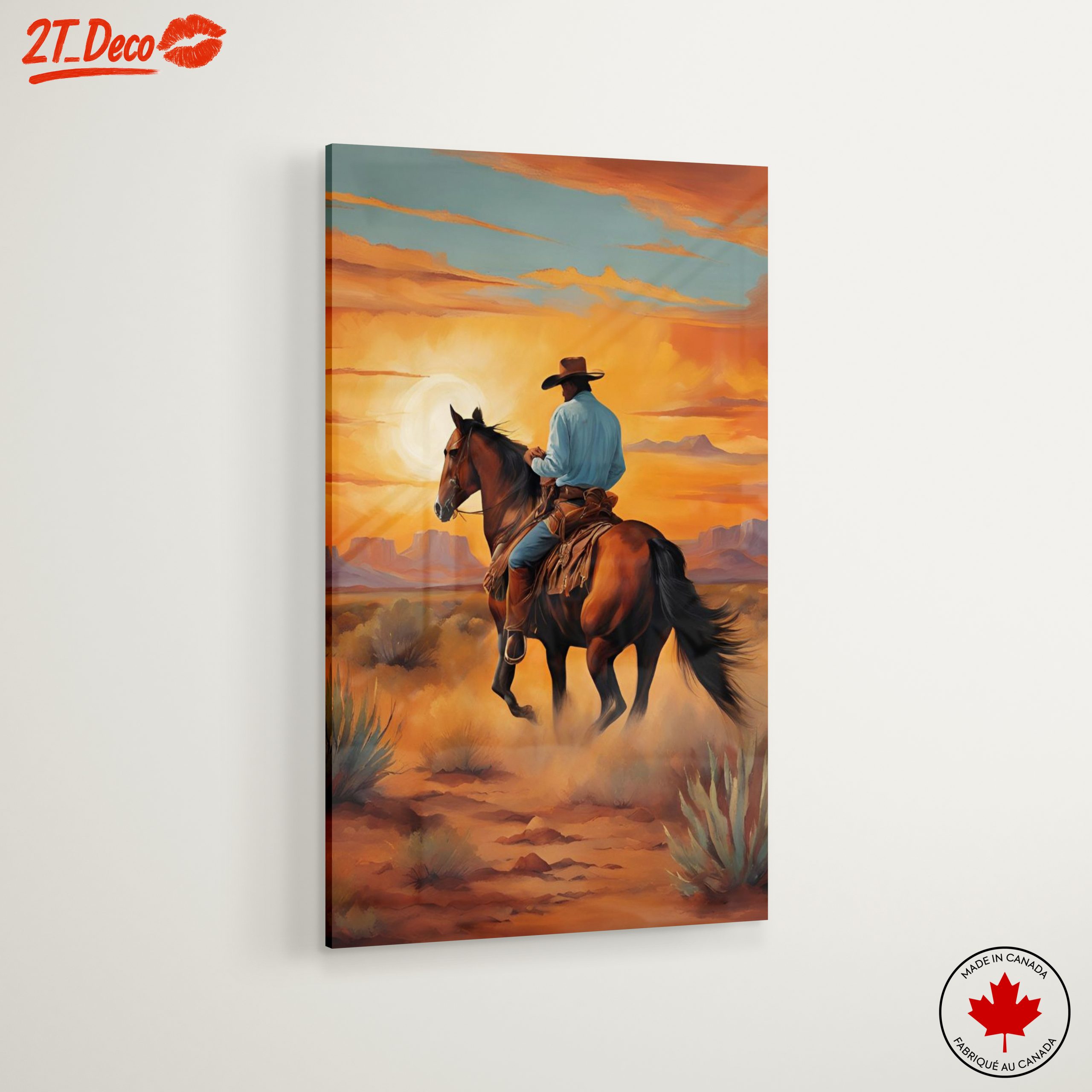 Cowboy Riding Through Sunset Landscape - Image 6