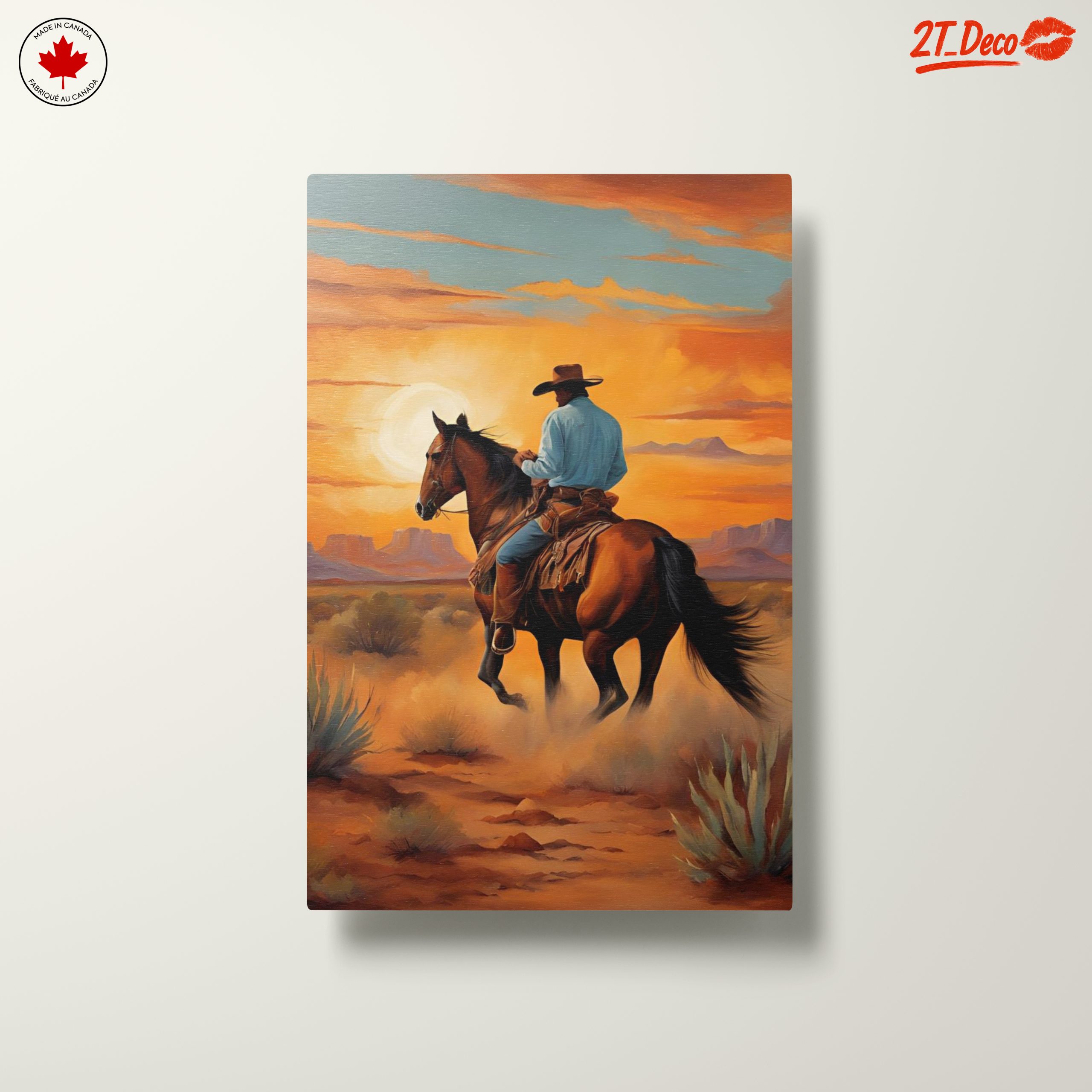 Cowboy Riding Through Sunset Landscape - Image 10